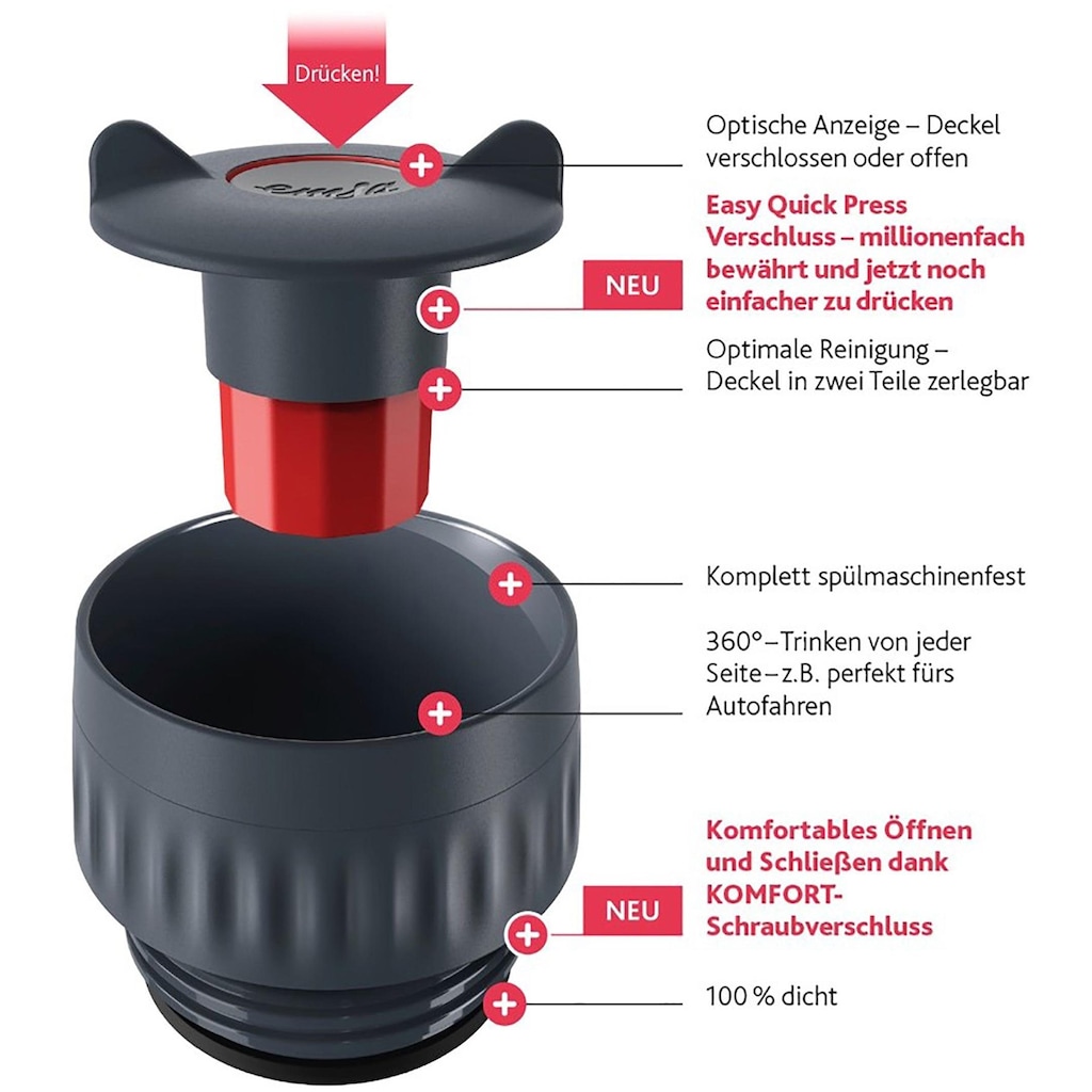 Emsa Thermobecher »Tavel Mug Easy Twist«, 0,36L, Edelstahl, 360°Trinköffnung, spülmaschinenfest,4h warm/ 8h kalt