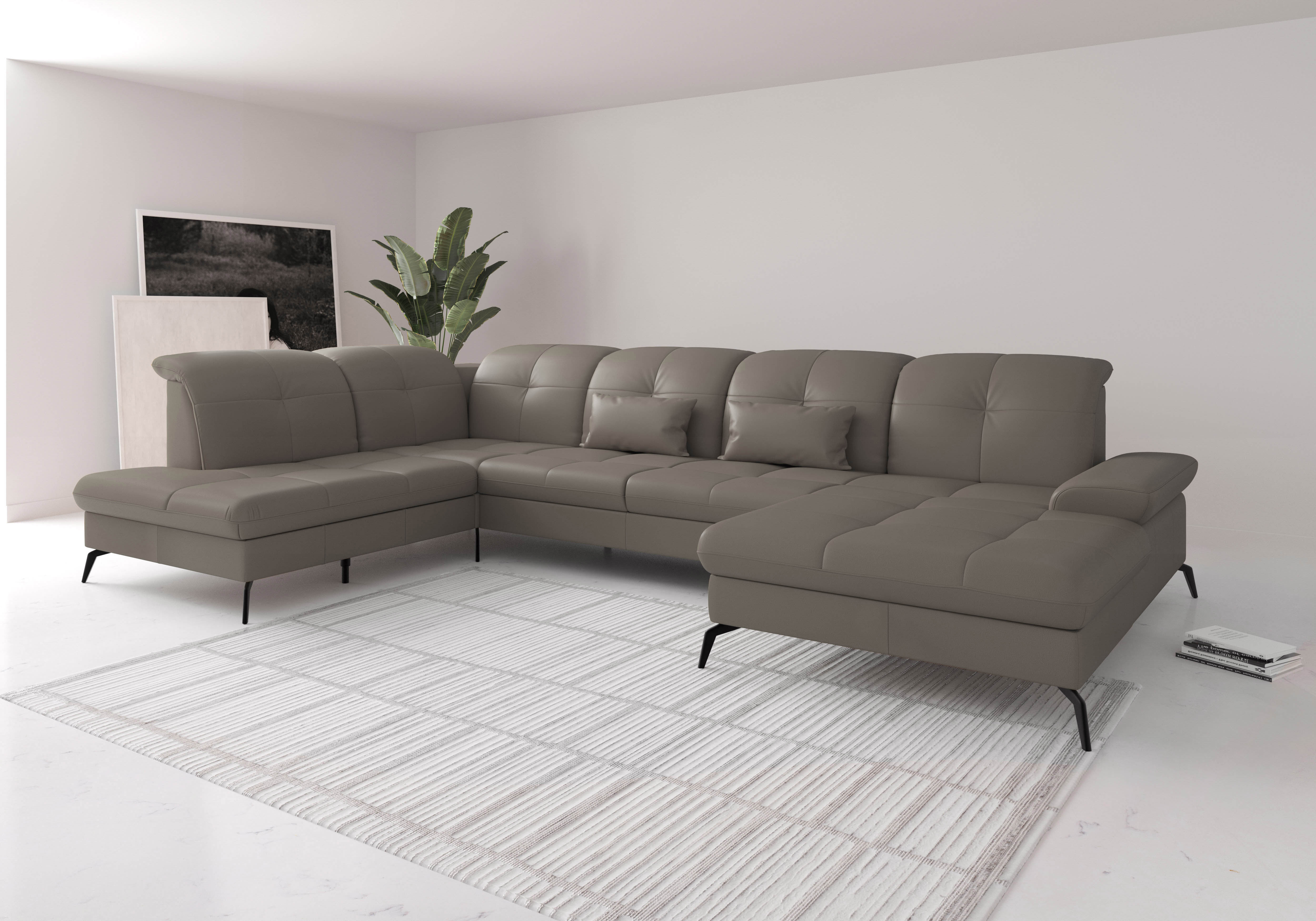 sit&more Wohnlandschaft "Amica, U-Form, inkl. Sitztiefenverstellung und Armteilverstellung" wahlweise mit Kopfteilverstellung, Schlaffunktion und Bettkasten