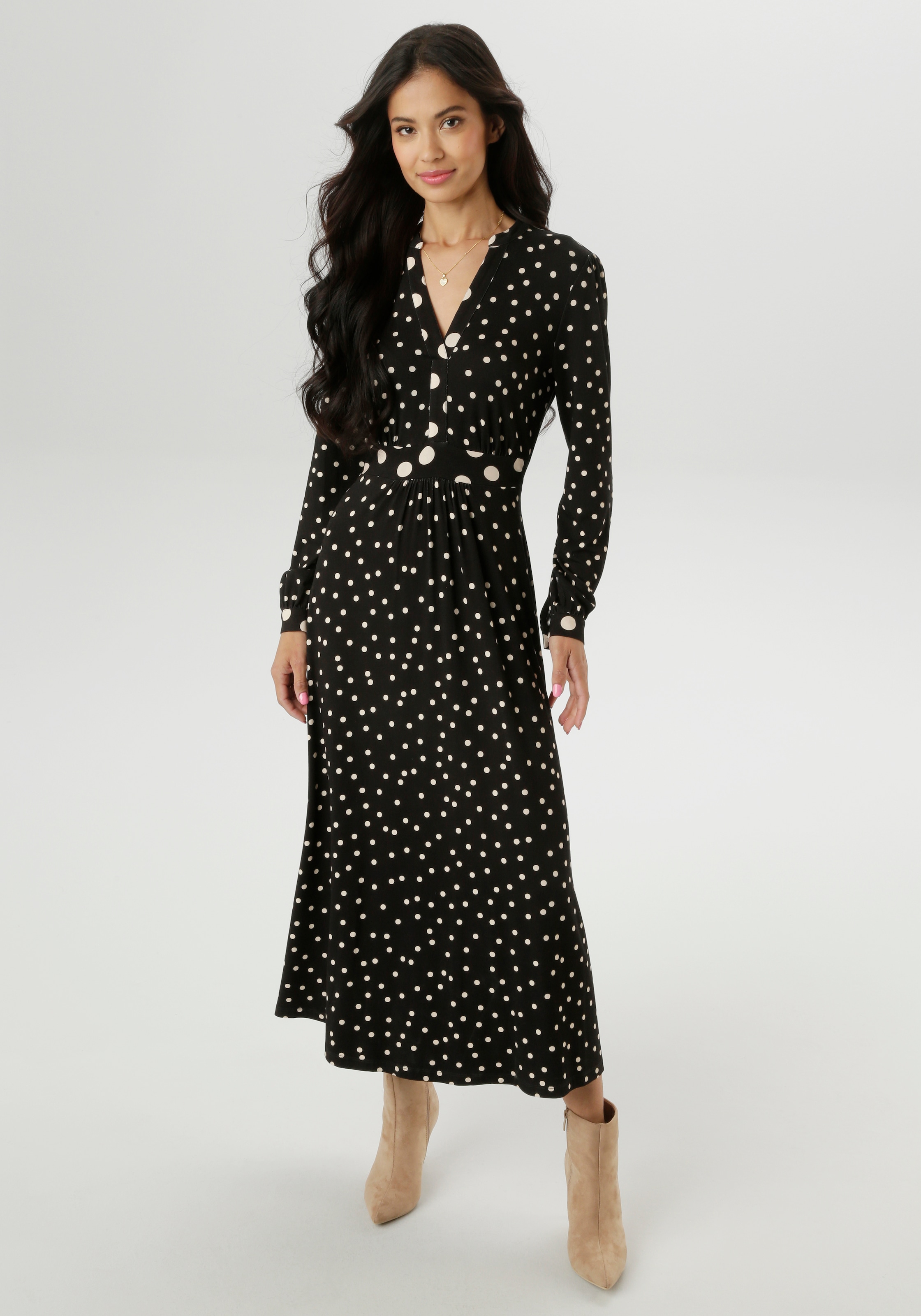 Aniston SELECTED Midikleid, mit raffiniertem Tupfendruck - NEUE KOLLEKTION günstig online kaufen