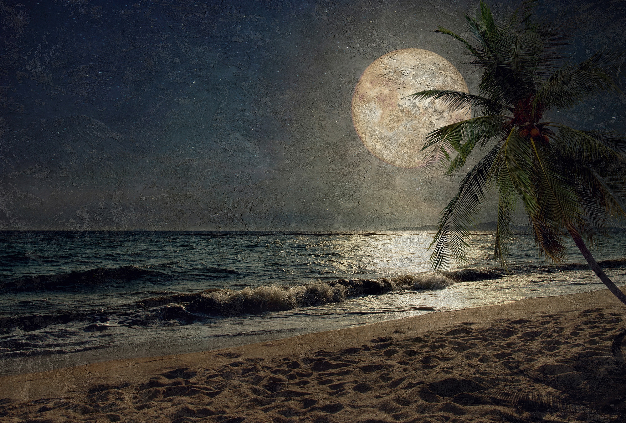 Architects Paper Fototapete "Atelier 47 Beach at Night 3" Meer Strand glatt Vlies, Wand, Schräge, Decke
