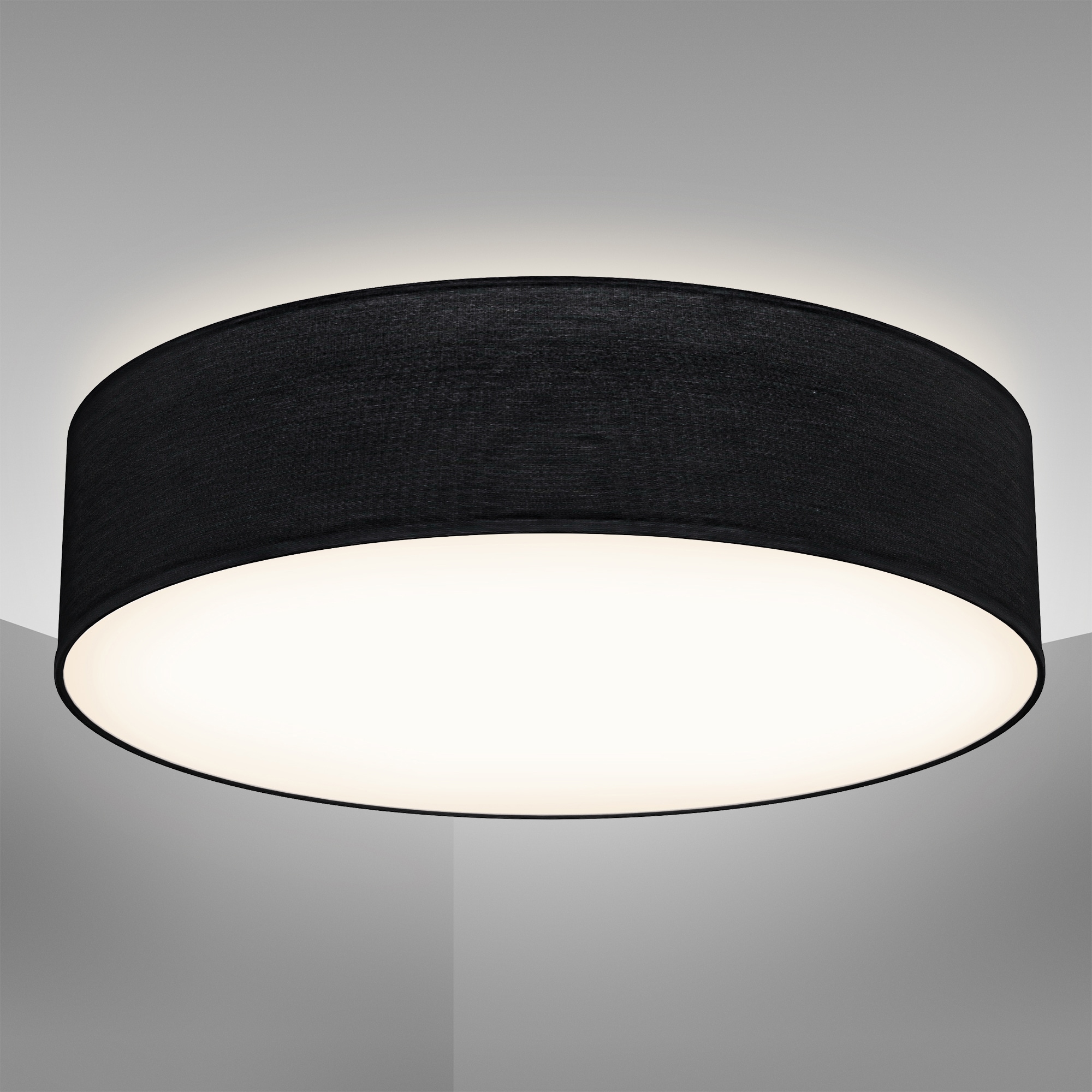 Bürolampe, 2x 2-Flammig, cm, ohne Deckenleuchte 2 E27-Fassung«, B.K.Licht flammig-flammig, Leuchtmittel | Deckenlampe, Schwarz, BAUR Textilschirm, Ø38 Stoffschirm »BK_SD1220