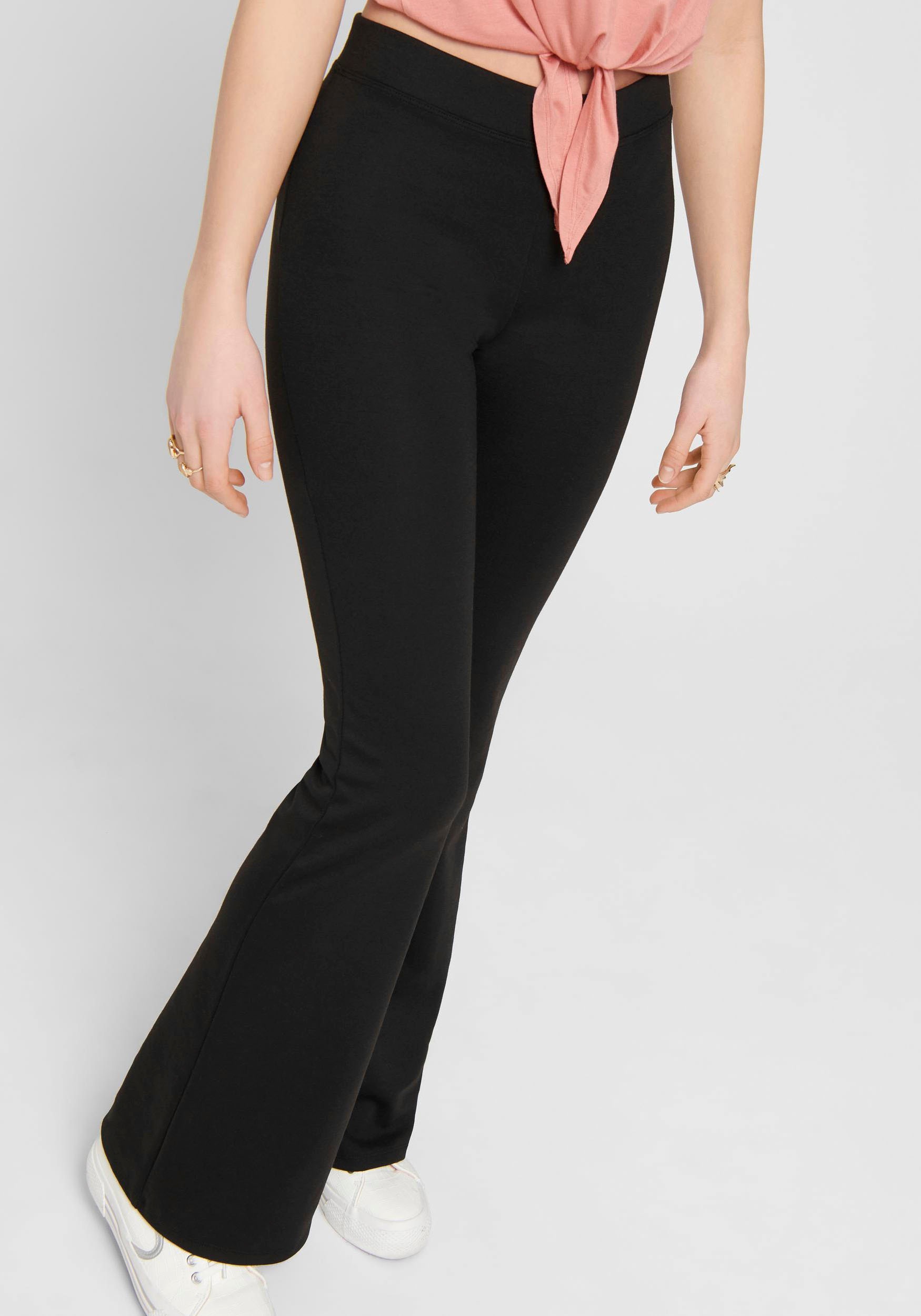 Thumbnail - ONLY Jerseyhose "ONLFEVER – Jerseyhose mit Stretch und ausgestelltem Bein", skinny fit, casual, Jersey, Polyester, ohne ...