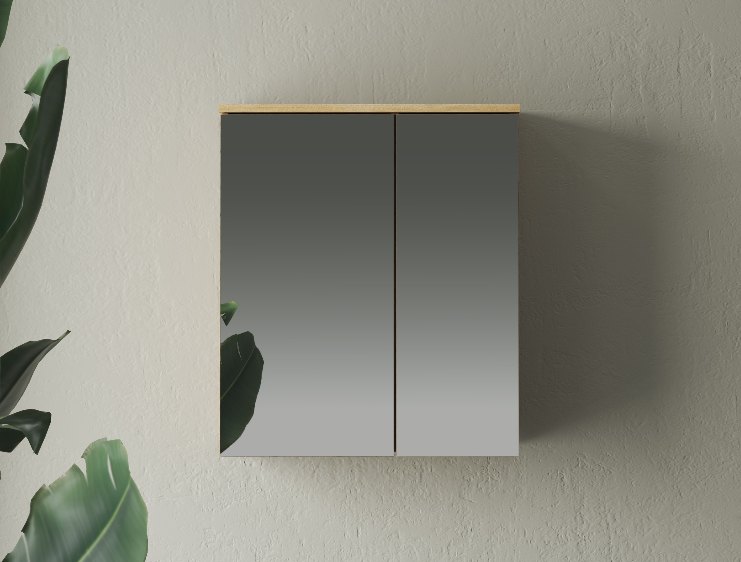 INOSIGN Badspiegel »Oslo, Spiegelschrank in Eiche Evoke, Spiegel im skandinavischen Design«, Aufbewahrungsschrank mit 2 Spiegeltüren, wahlweise mit LED