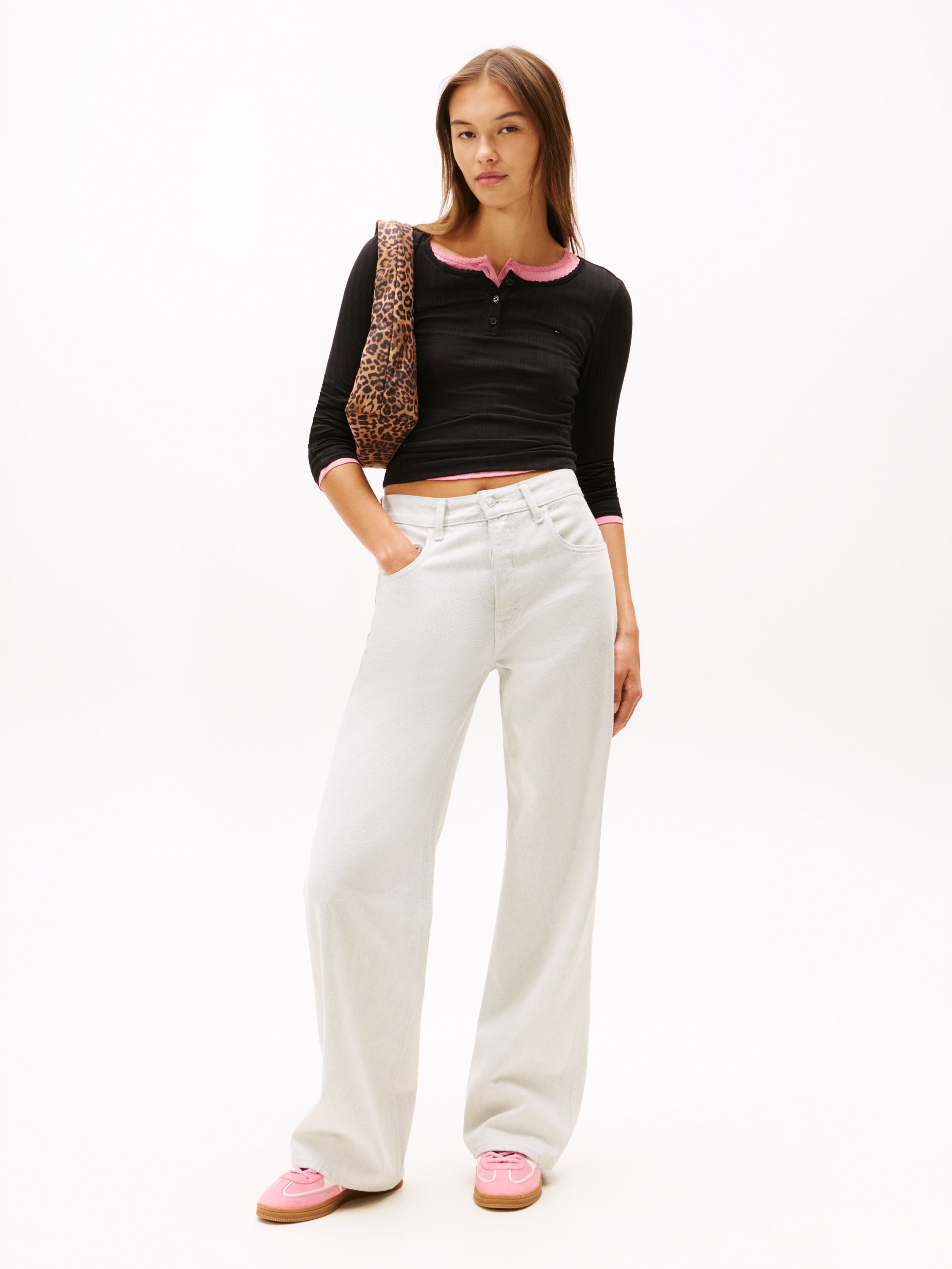 Thumbnail - Tommy Jeans Langarmshirt "TJW SLIM SH IRREGULAR RIB LS" in gerippter Struktur