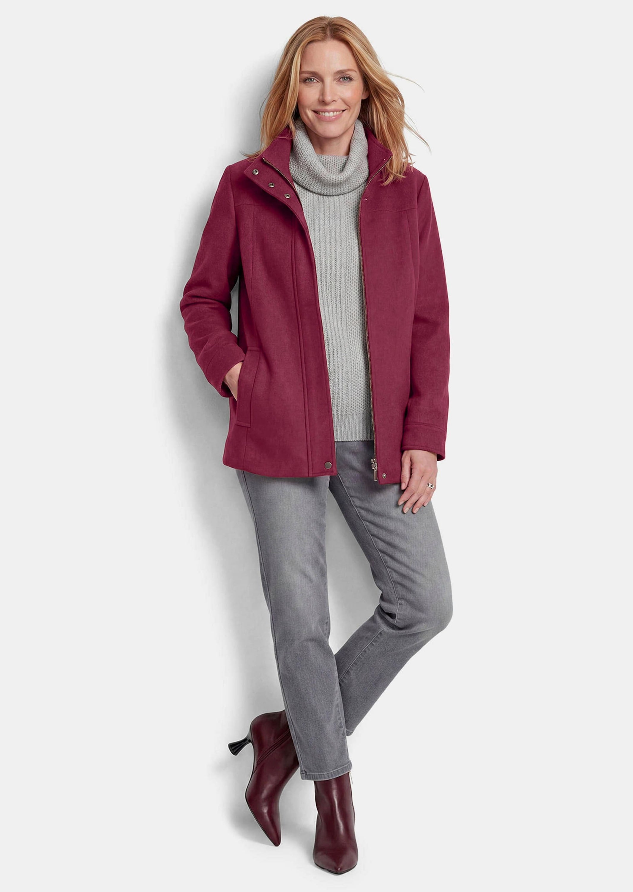 GOLDNER Kurzjacke »Kurzgröße Longjacke mit Stehkragen« Passformnähte im Vorderteil