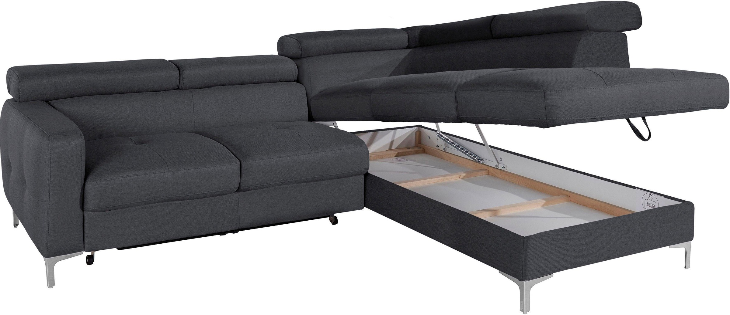 COTTA Polstergarnitur »Sammy L-Form«, (Set), Set bestehend aus: Ecksofa mit Kopfteilverstellung & Hocker