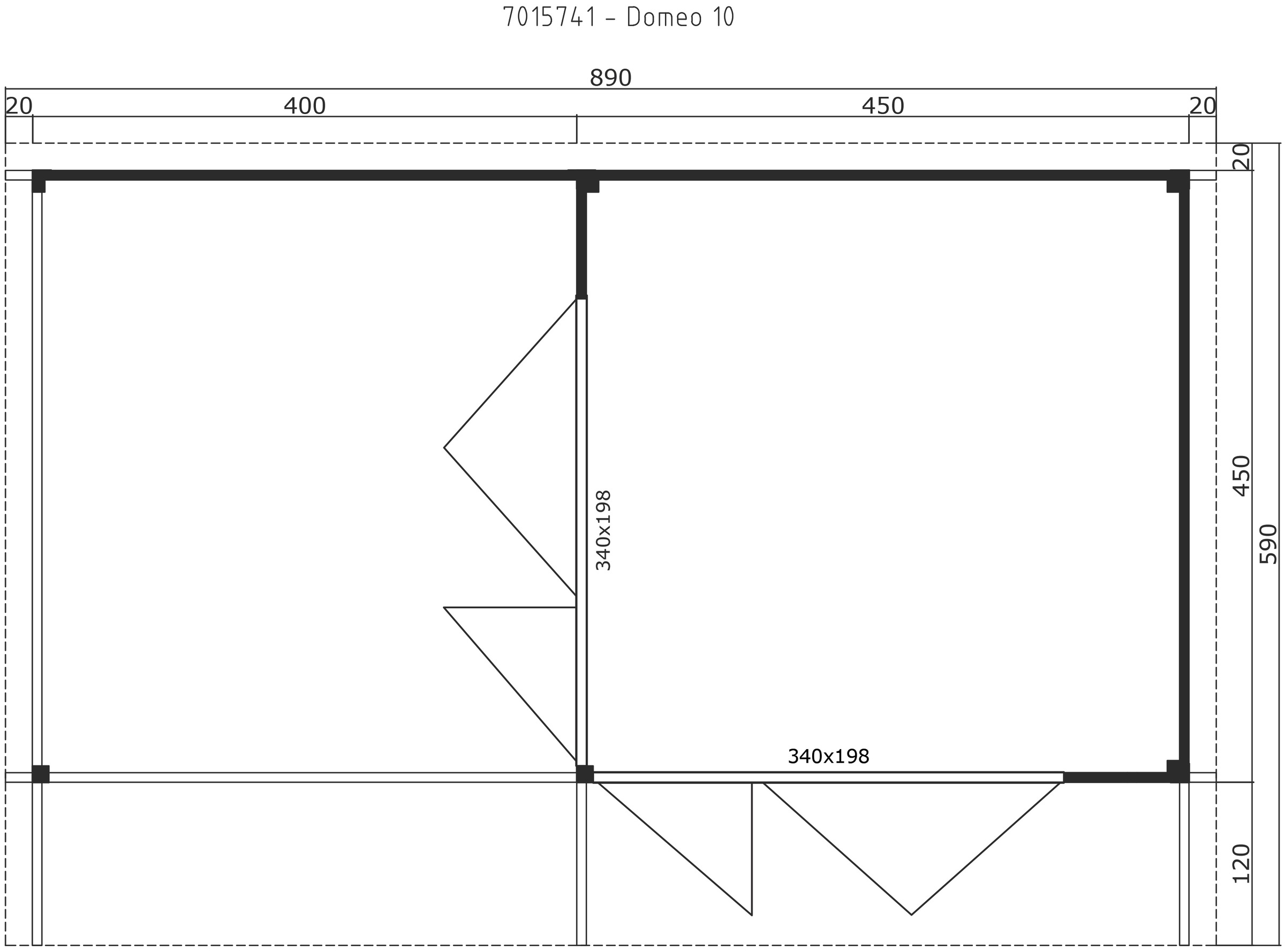 LASITA MAJA sodo namelis »DOMEO 10 CARBONGRAU/ANTHRAZIT« (Set) su priestatas Fundamentmass 4000+4500 x 4500 Carbongrau
