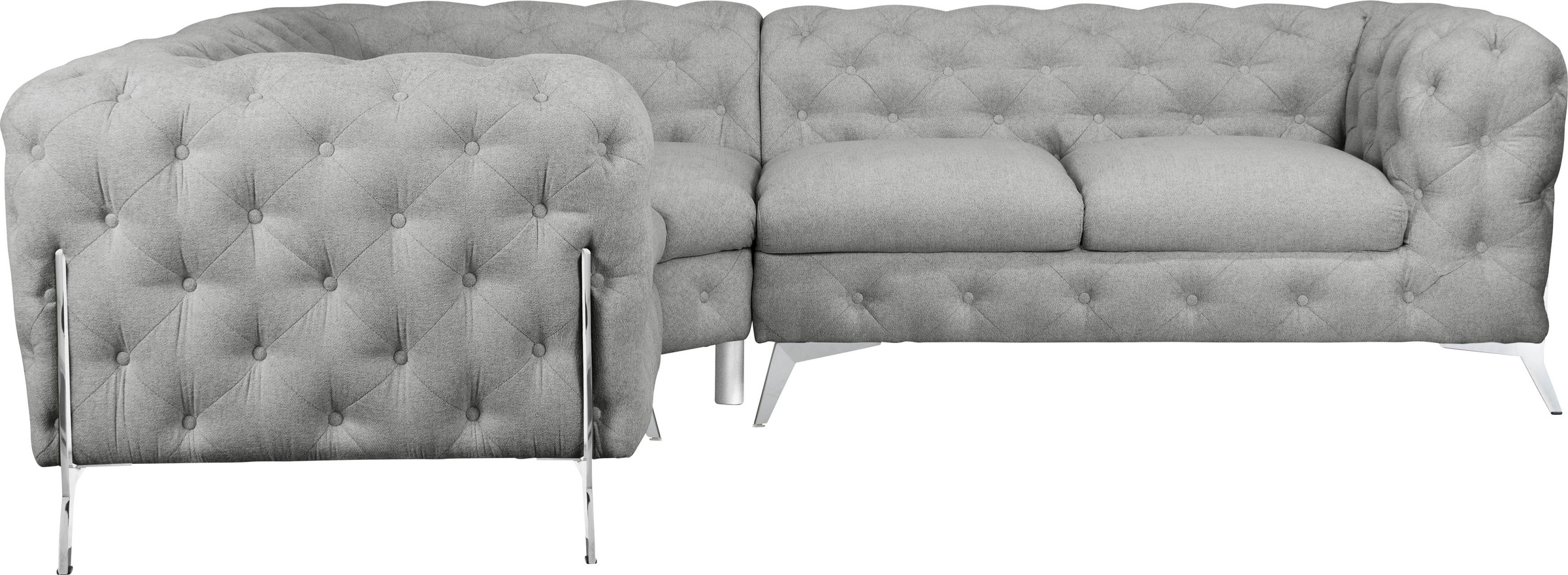 Leonique Chesterfield-Sofa »Amaury L-Form«, Chesterfield-Optik, Breite/Tiefe je 262 cm, Fußfarbe wählbar