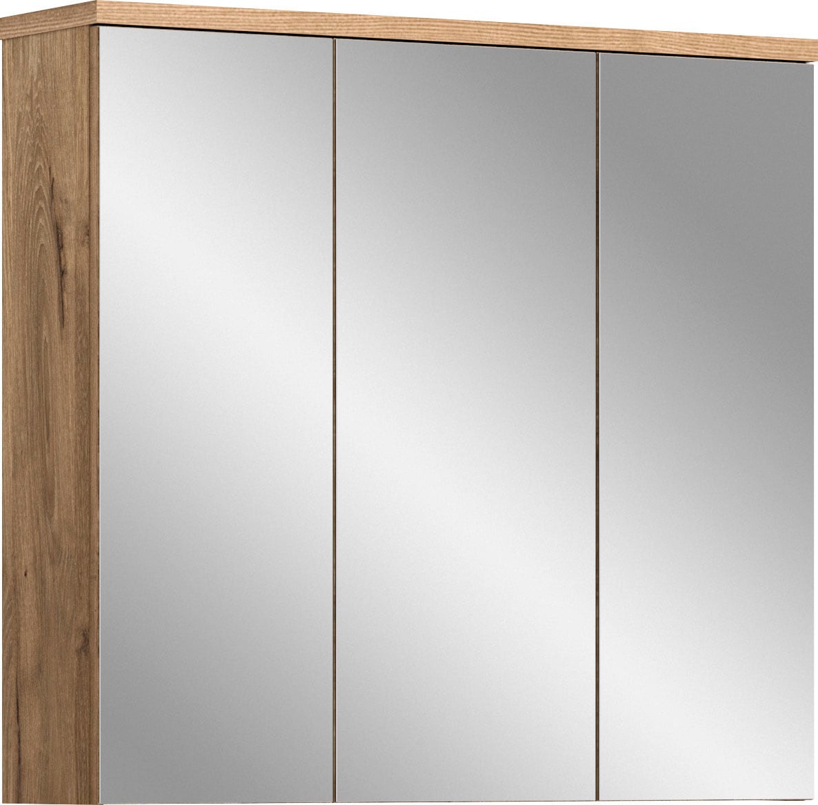 welltime Badezimmerspiegelschrank »Dolo, Breite 80 cm, 3 Spiegeltüren, 9 Fächer, 6 Einlegeböden«, (1 St.), Badmöbel, Badschrank, Schrank, Wandschrank, Bad, Badezimmer