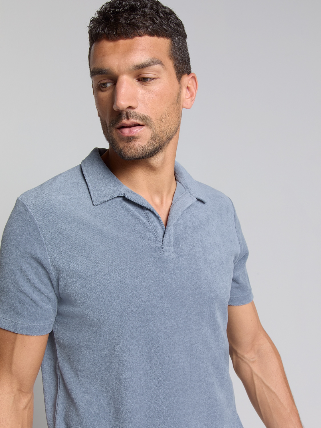 NO EXCESS T-Shirt »No Excess Poloshirt aus Frottee-Strick«