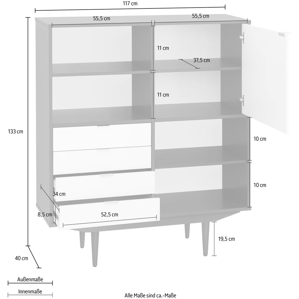 Places of Style Highboard »Feeling«, Höhe 133 cm