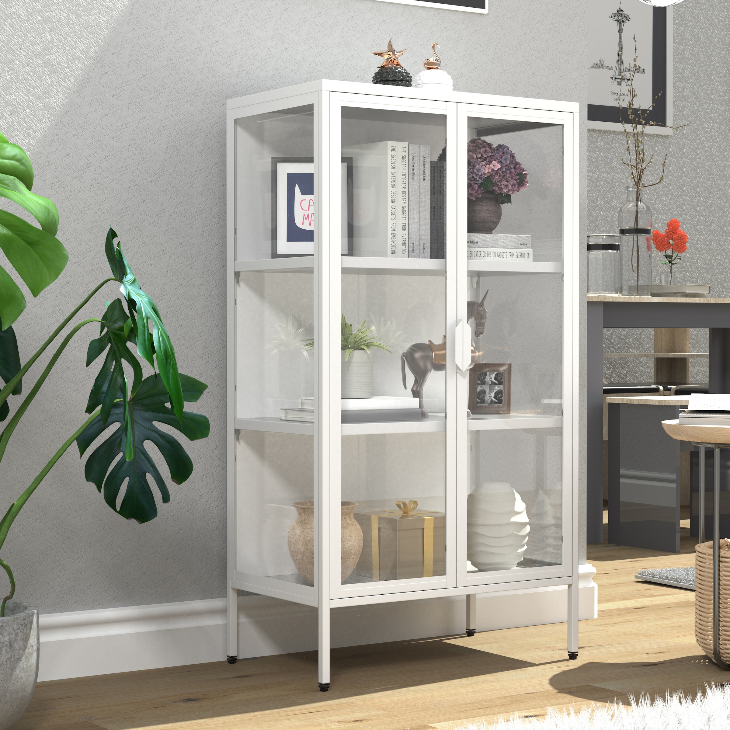 VCM Standvitrine »Stahl Glas Standvitrine Vitrine Schaukasten FlokaM«