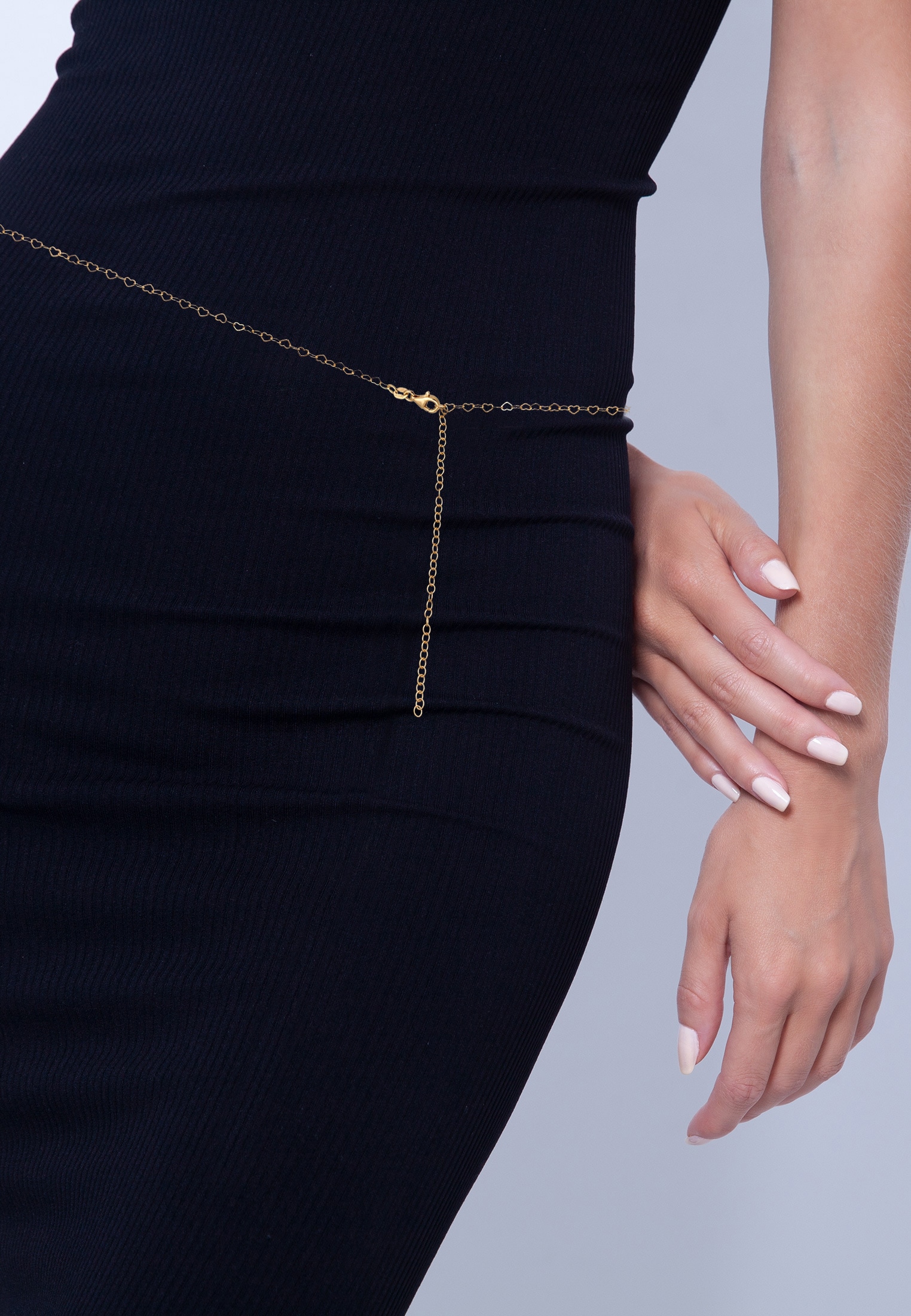 Elli Bauchketten und Fußketten Set »Schmuckzubehör Taillenkette Body Chain Herz 925er Silber vergoldet« ()