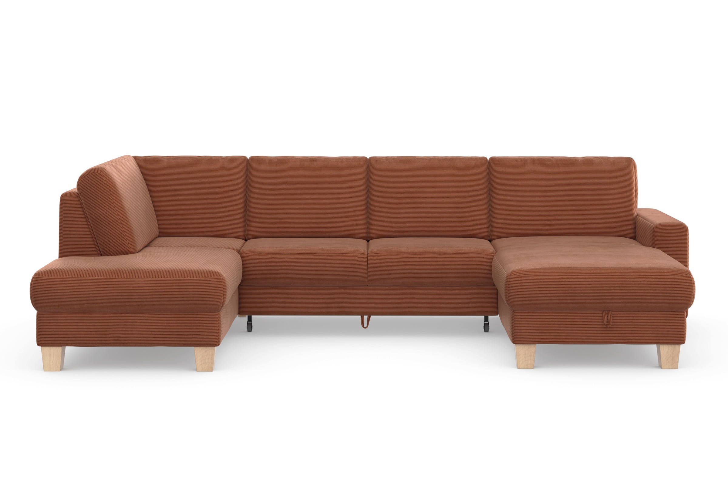 Home affaire Wohnlandschaft »Summer U-Form«, mit oder ohne Bettfunktion und Bettkasten, Cord-Bezug