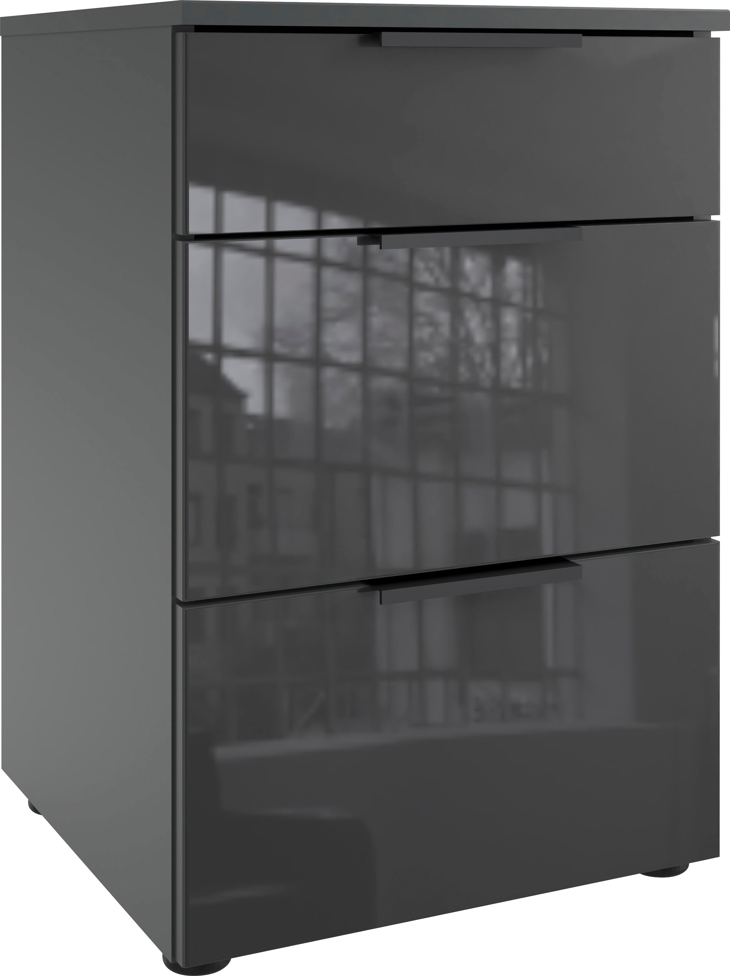 Wimex Nachtkommode »Level36 black C by fresh to go«, mit Glaselementen auf der Front, soft-close Funktion, 41cm breit