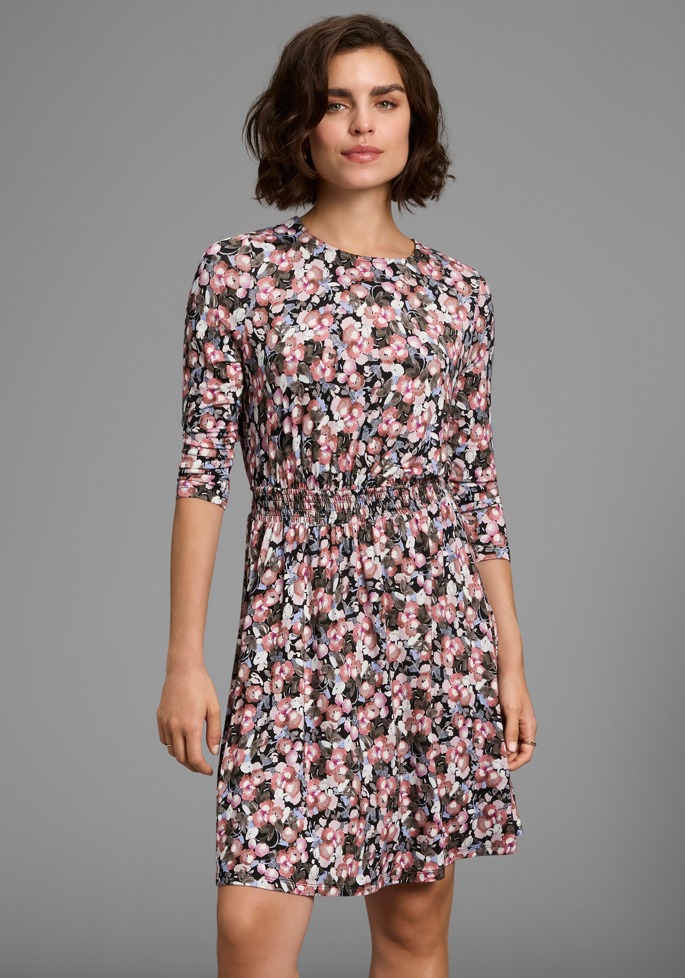 Laura Scott Jerseykleid Ohne Taschen sportlich-feminin mit floralem Allover günstig online kaufen