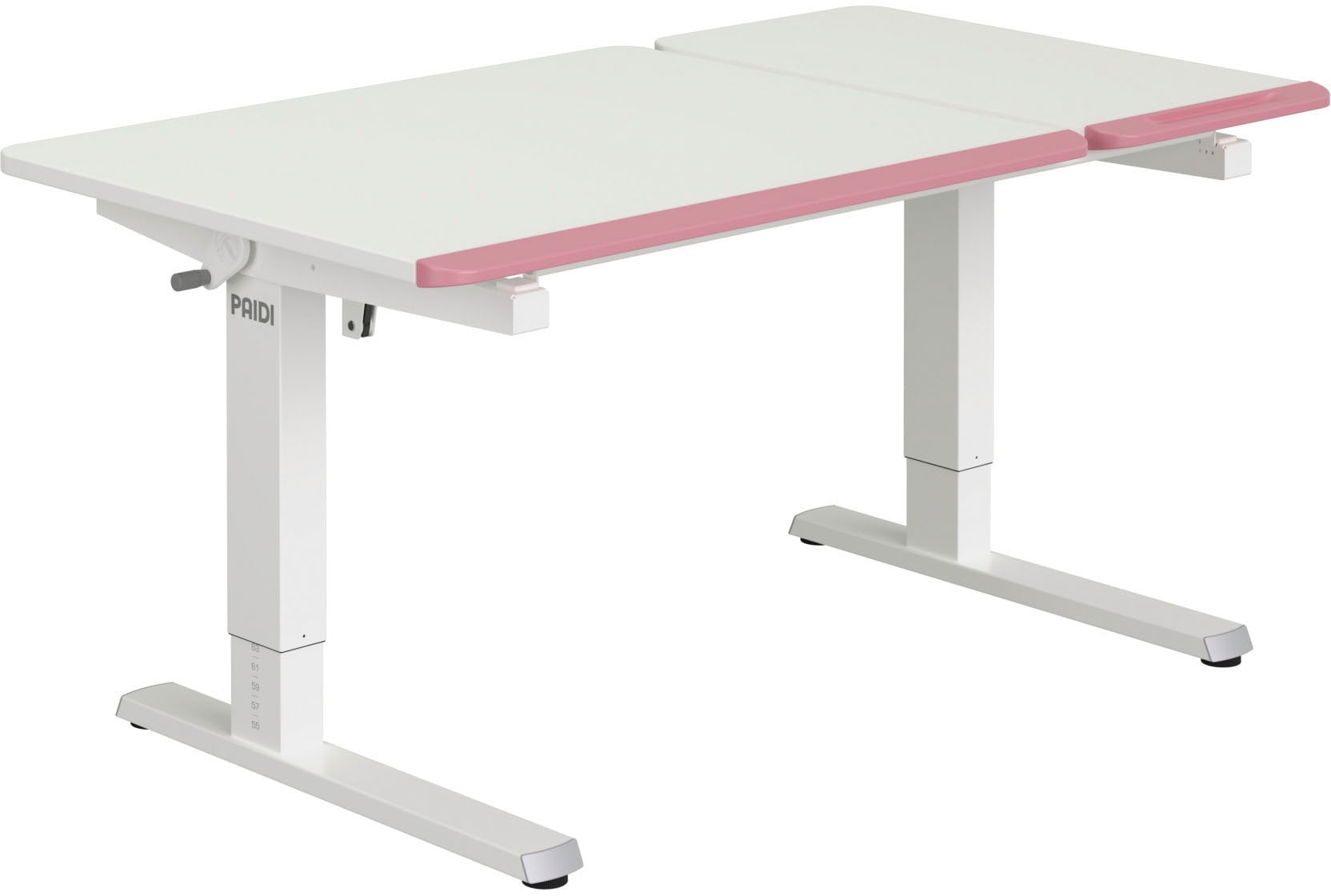 PAIDI Schreibtisch "TEENIO GT in verschiedenen Ausführungen, mitwachsend & ergonomisch" B/H/T ca. 130/53-79/75 cm, Kreideweiß, höhenverstellbarer Schülerschreibtisch, Platte bis 14 neigbar