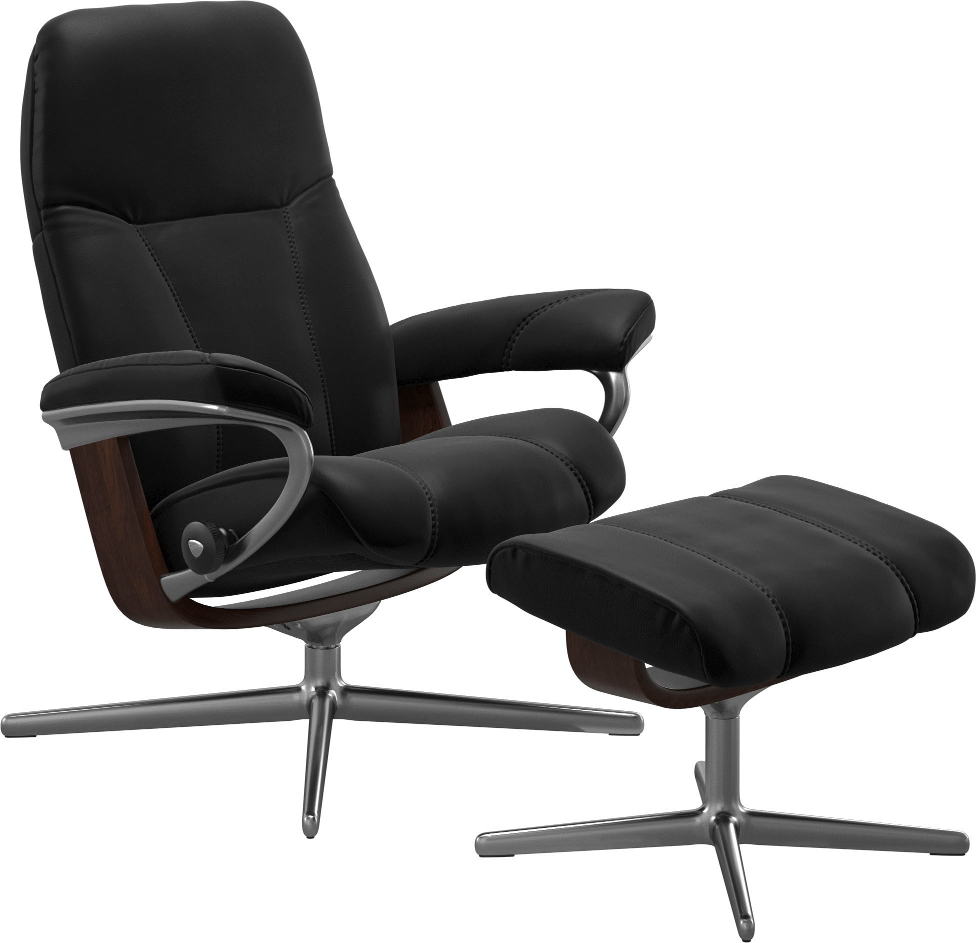 Stressless Fußhocker "Consul" mit Cross Base, Größe S, M & L, Holzakzent Braun