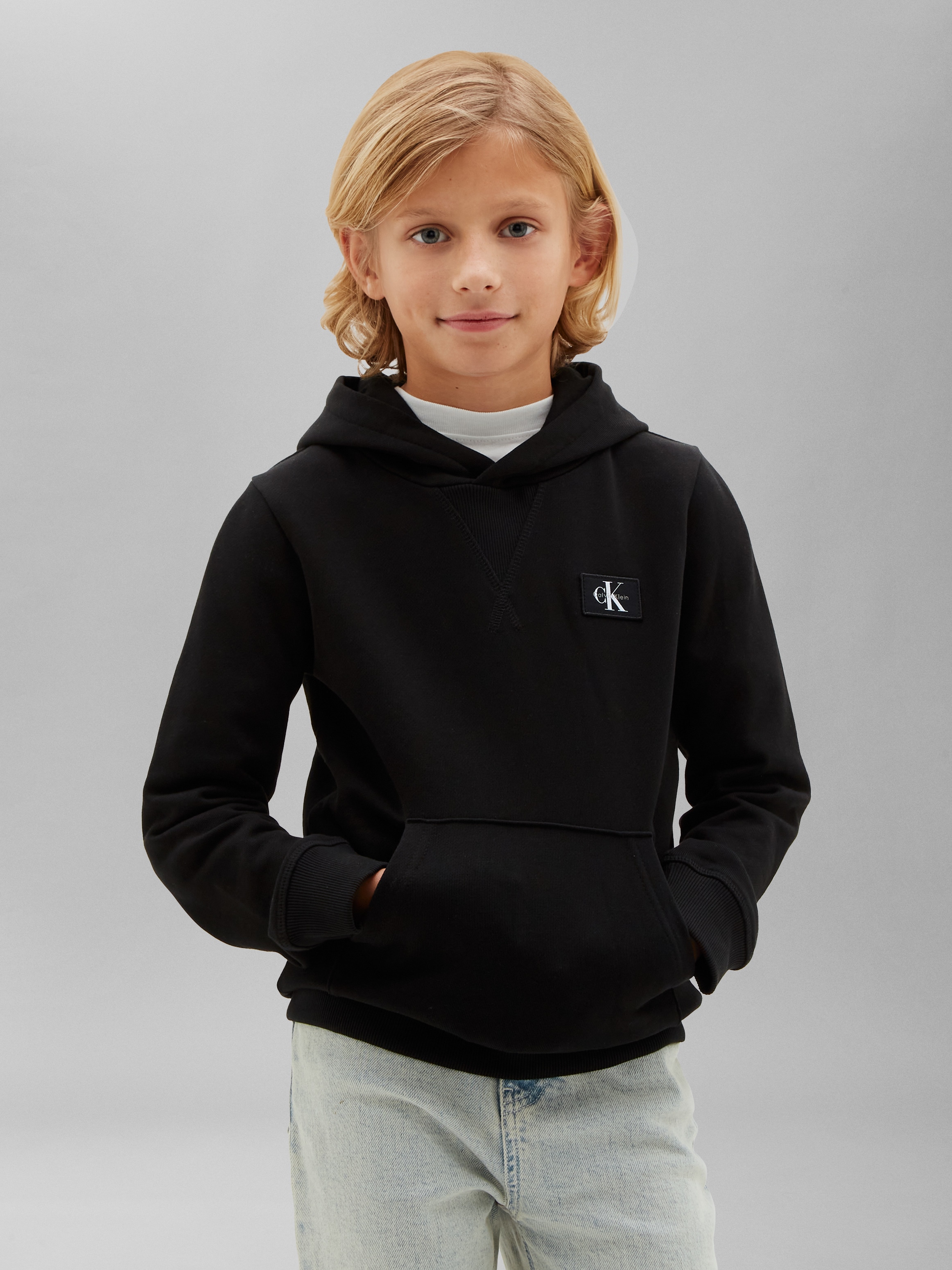 Calvin Klein Jeans Kapuzensweatshirt "TERRY CK WOVEN LABEL HOODIE", Regular fit mit Kapuze