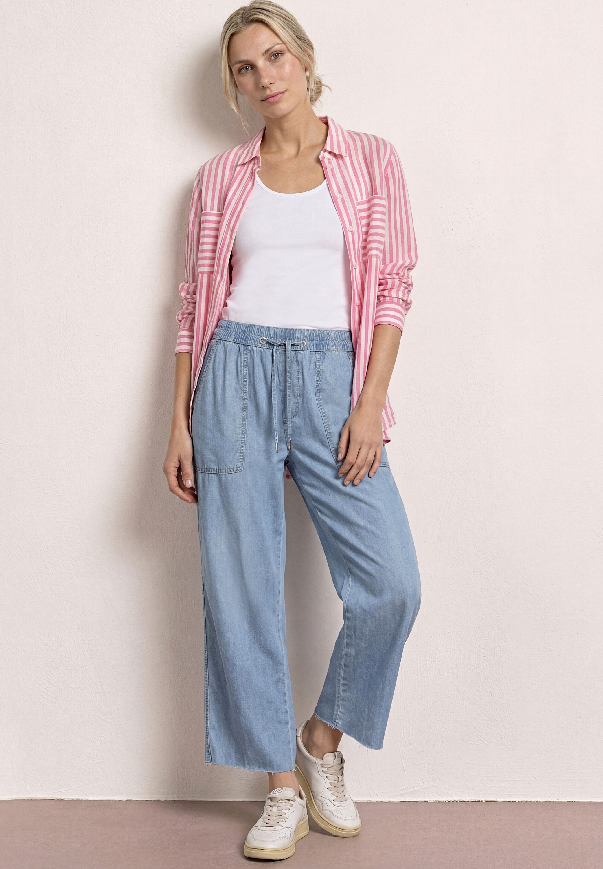 Stoffhose STREET ONE, Damen, Gr. 34, Länge 28, light blau soft wash, Stoff, 100% Lyocell, unifarben, normal knöchelfrei, Hosen Stoffhose, aus Lyocell 2