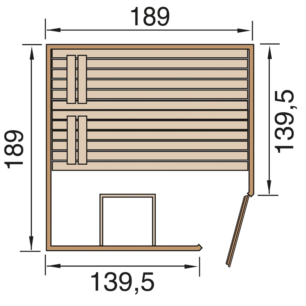 weka Sauna »L_ars Trend Eck 2«, 9 kW Ofen mit int. Steuerung