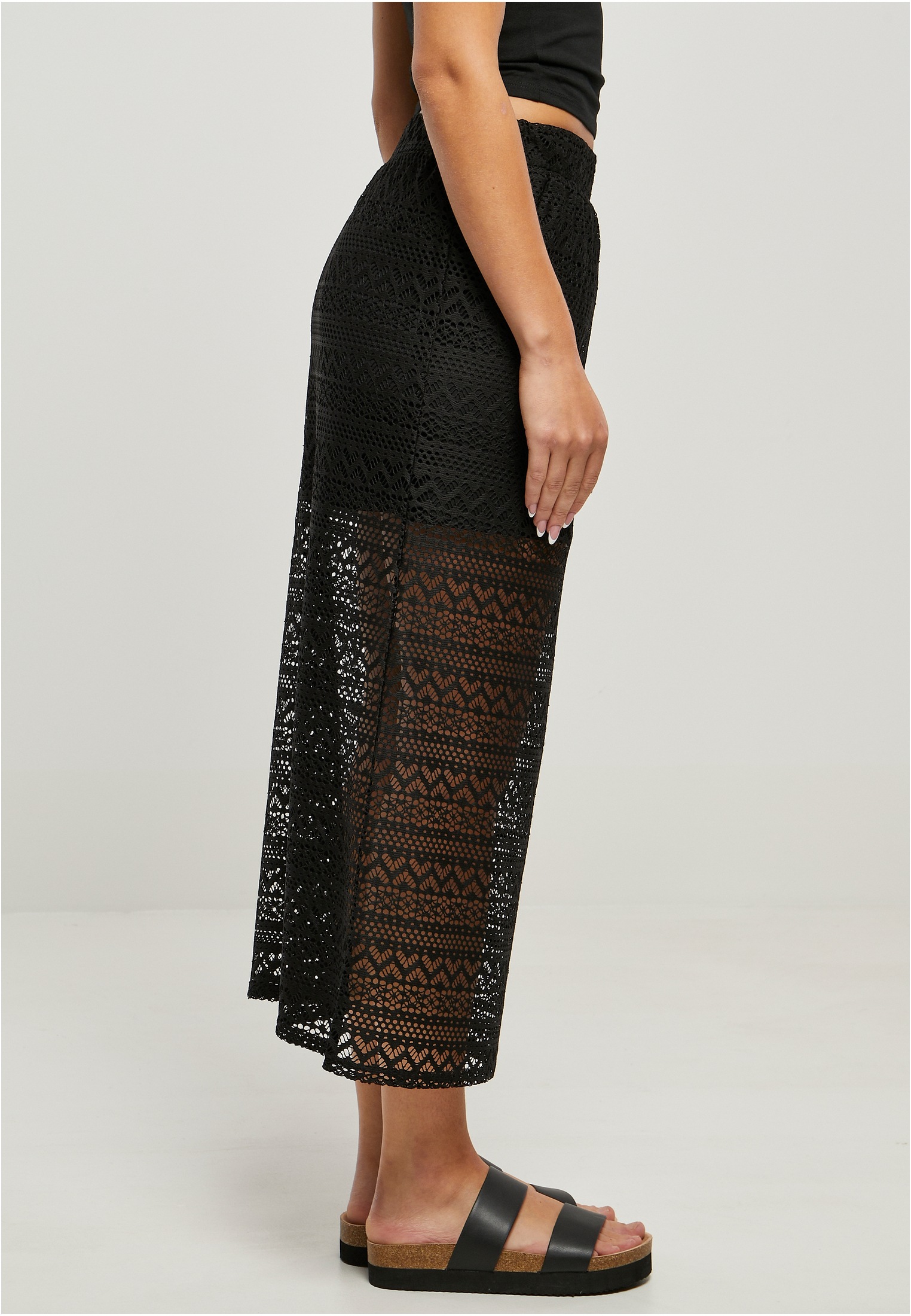 URBAN CLASSICS Jerseyrock »Urban Classics Damen Ladies Stretch Crochet Lace Midi Skirt«, (1 tlg.)