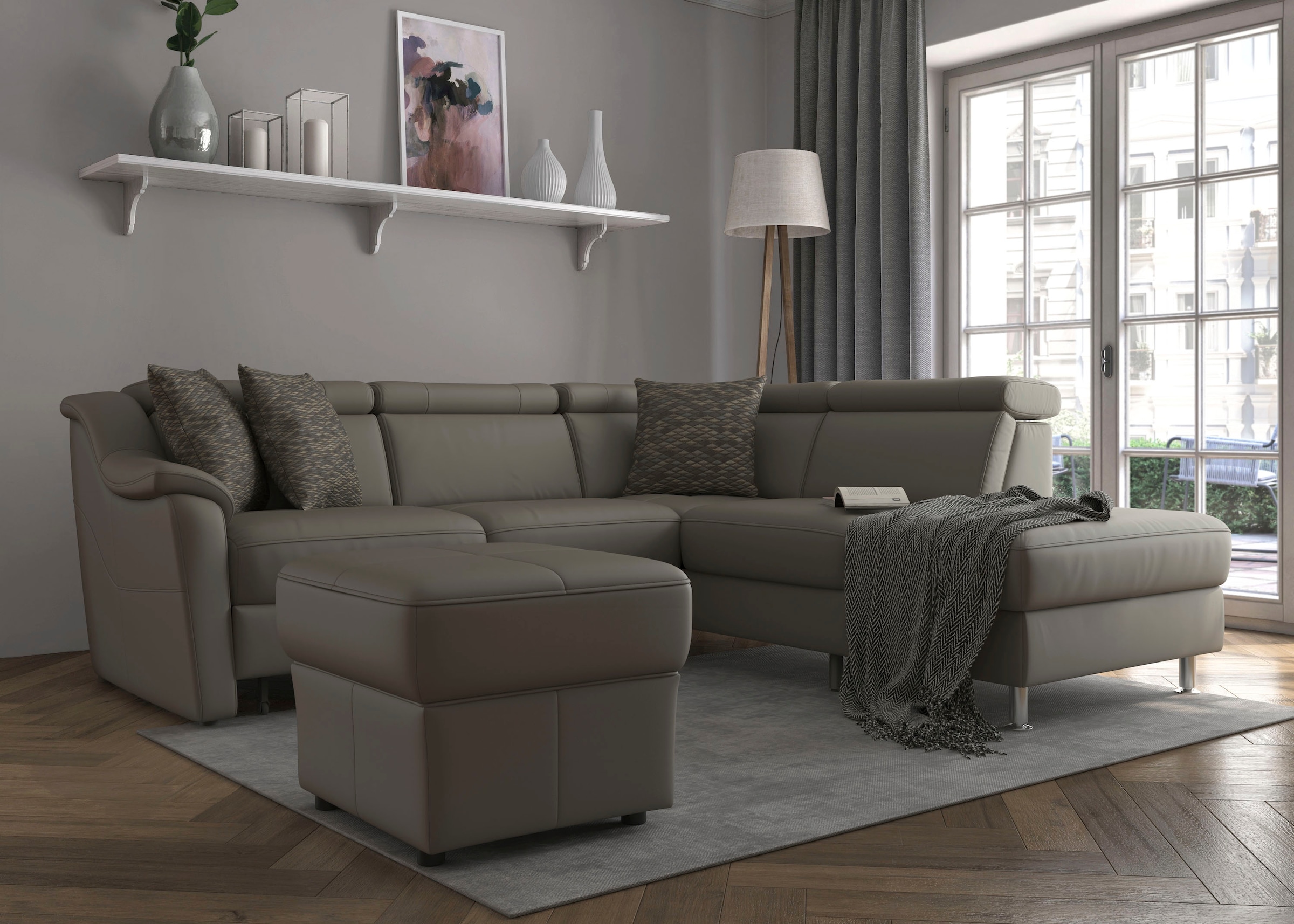 sit&more Ecksofa "Freetown L-Form" inklusive Kopfteilverstellung und komfortablem Federkern