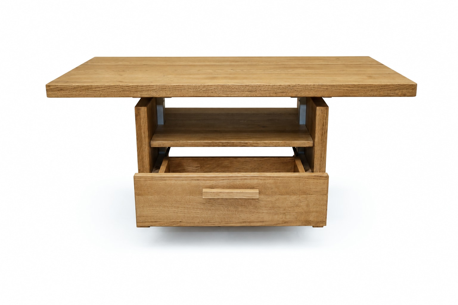 OTTO home Couchtisch »Ravenna, Kaffeetisch« Wildeiche Natur/Smoke massiv, Liftfunktion, Schublade, Ablage