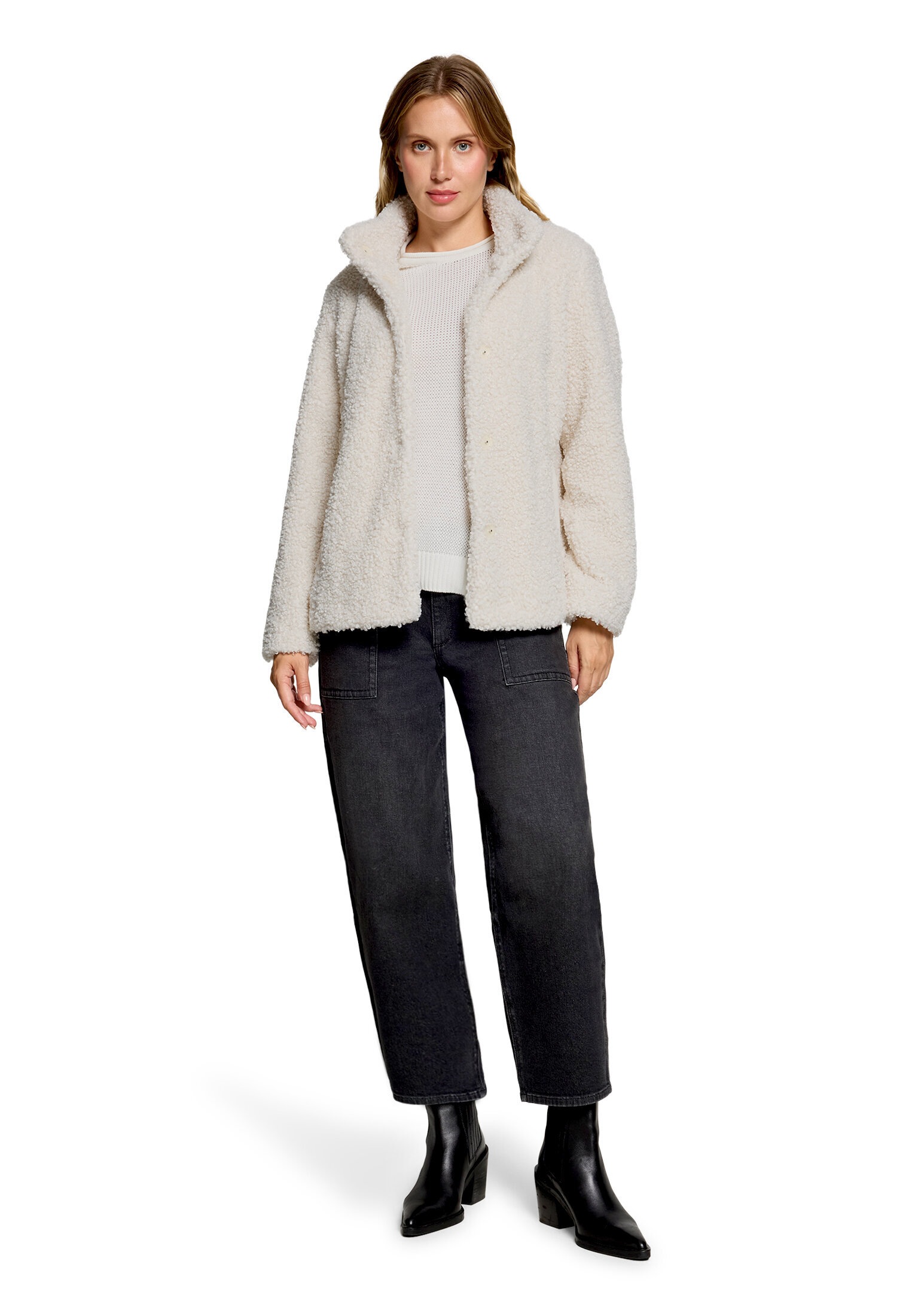 Betty&Co Plüschjacke »Damen mit Stehkragen«