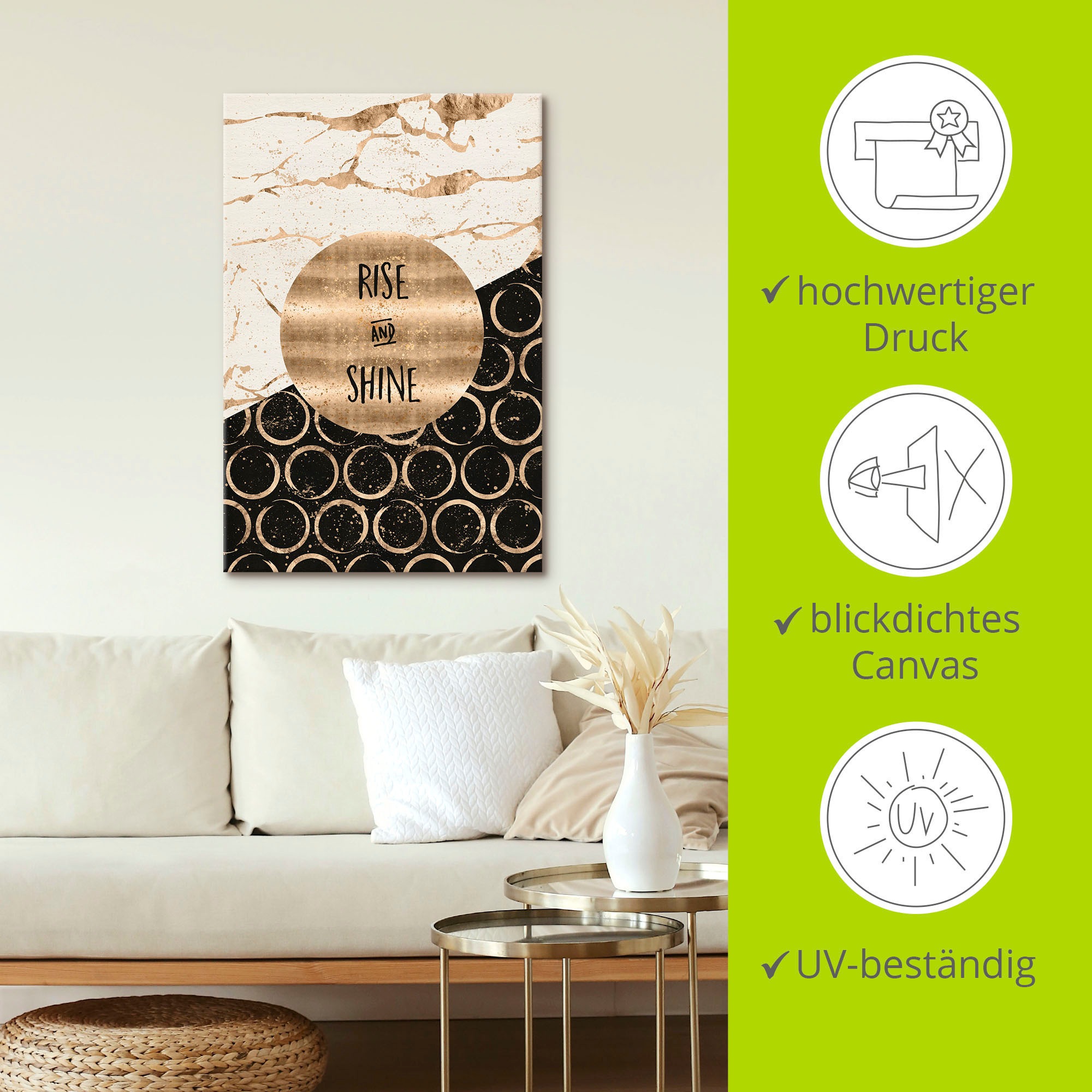 Artland Wandbild »Aufsteigen und scheinen«, Sprüche & Texte, (1 St.), als Leinwandbild, Poster, Wandaufkleber in verschied. Größen