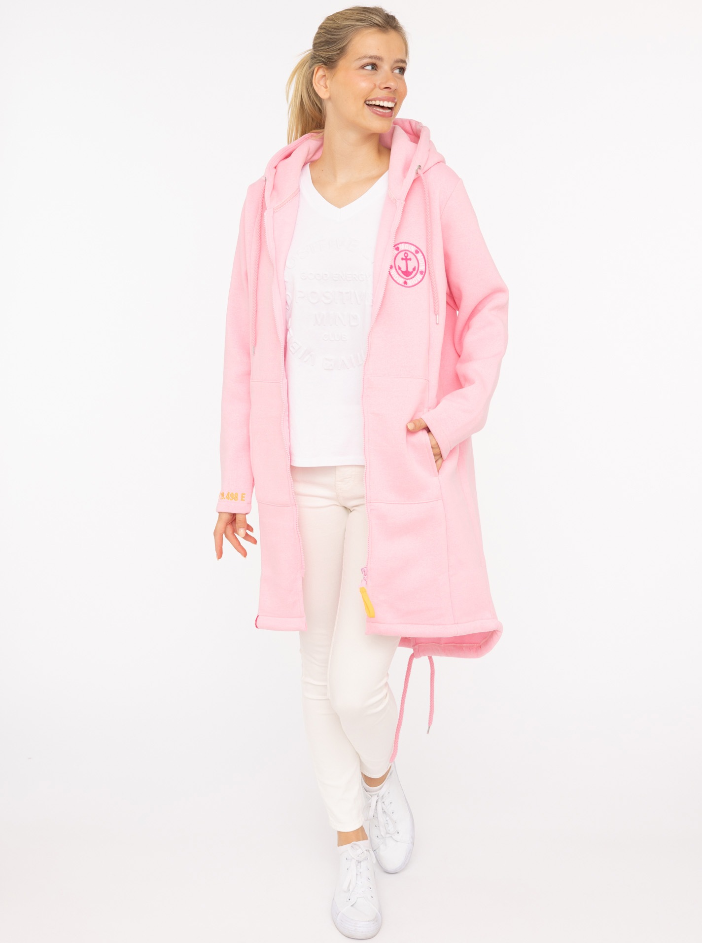 Thumbnail - Zwillingsherz Jerseymantel ""Meer"" mit großer Stickerei am Rücken und Anker