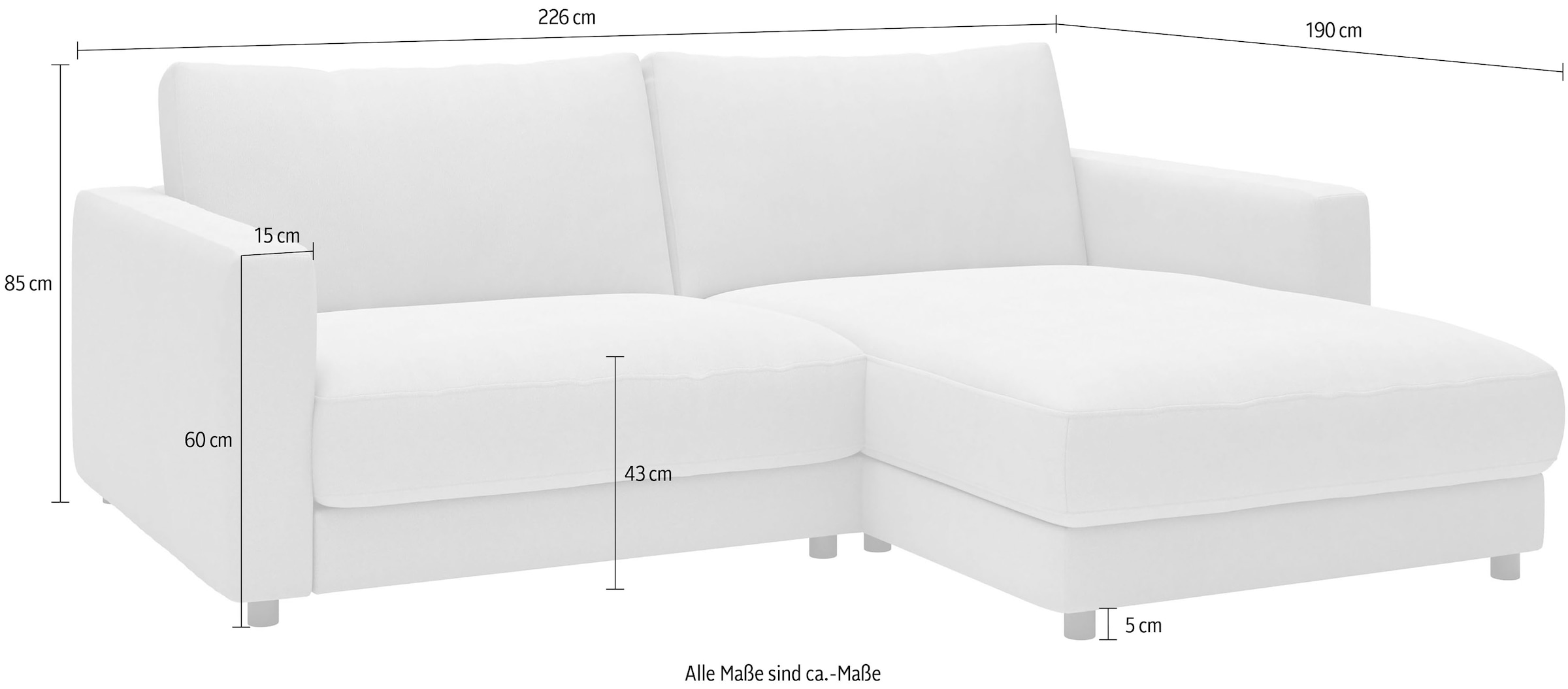Home affaire Ecksofa »Ecksofa Jiro, L-Form, große Sitztiefe, Breite 226 cm«, lose Sitz- & Rückenkissen, weicher Polsteraufbau, komfortabel & modern
