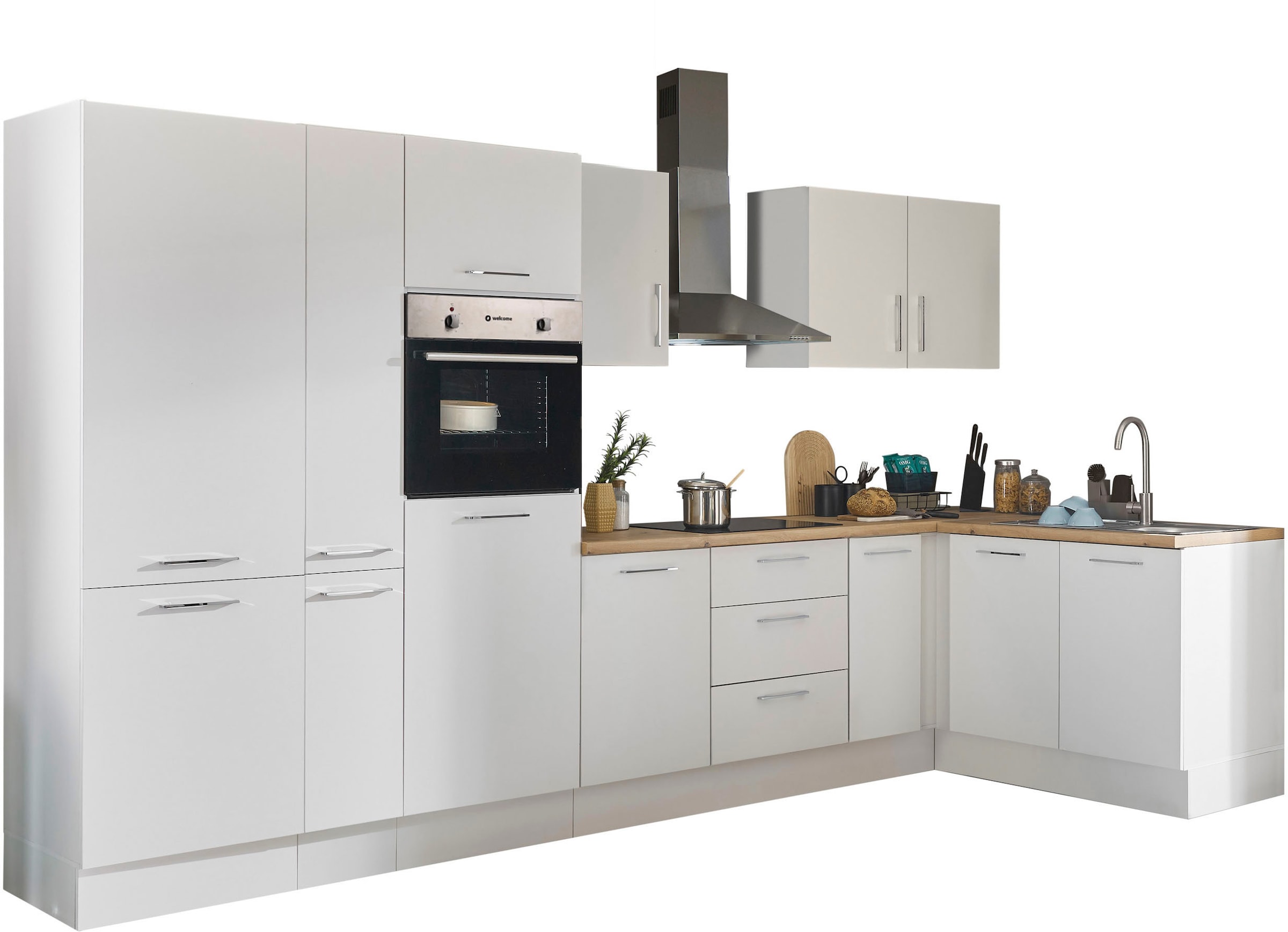 BASIC by Balculina Winkelküche »Turin«, Stellbreite 360x175 cm, wahlweise mit E-Geräten