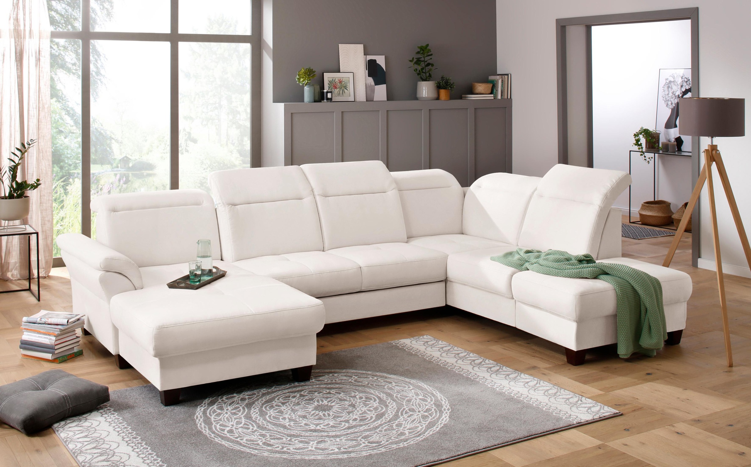 Home affaire Wohnlandschaft "Solvei U-Form" Sitztiefenverstellung und Feder günstig online kaufen