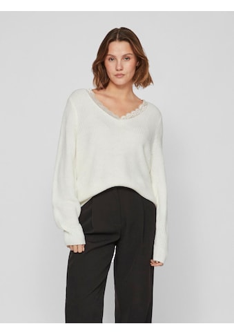 V-Ausschnitt-Pullover »VILOU REV V-NECK L/S LACE KNIT TOP -NOOS«