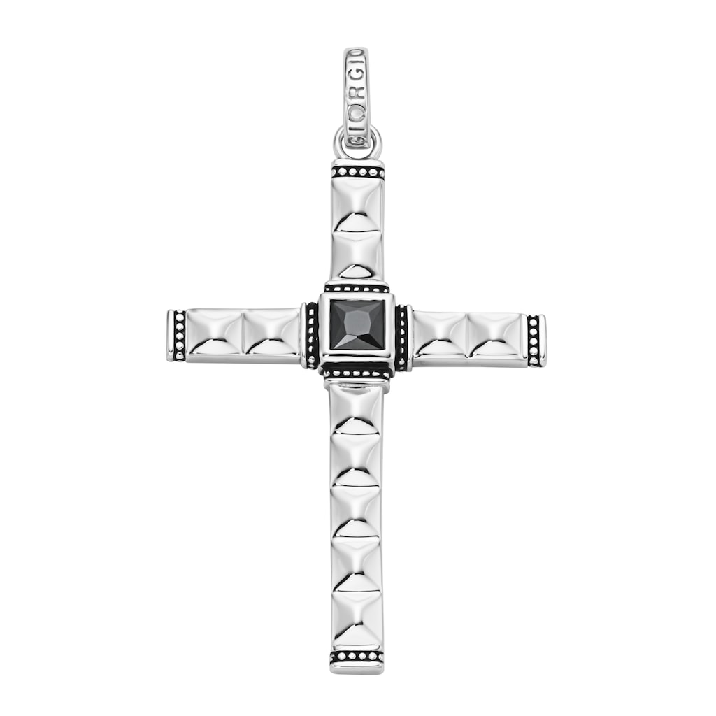 GIORGIO MARTELLO MILANO Kreuzanhänger »Kreuz, Pyramiden- + Kugeloptik, Zirkonia schwarz, Silber 925«