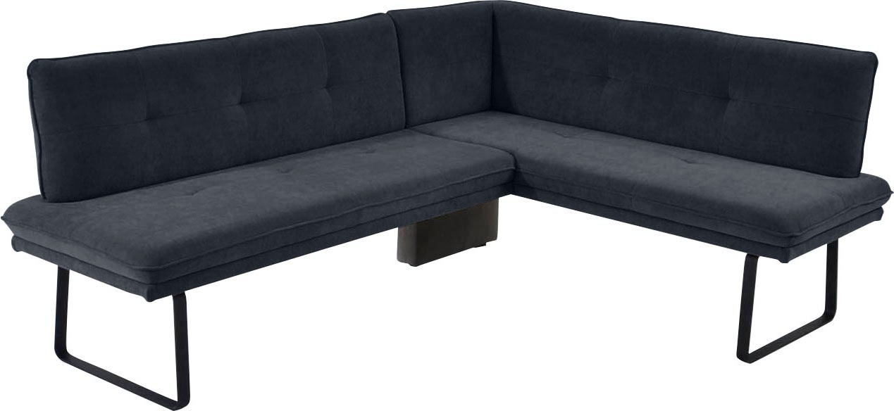 Eckbank, B:207cm H:87cm T:157cm, grau, K+W KOMFORT & WOHNEN, Esszimmer, Sitzbänke, Polstereckbank in Spitzkissenoptik, Sitz und Rücken gesteppt