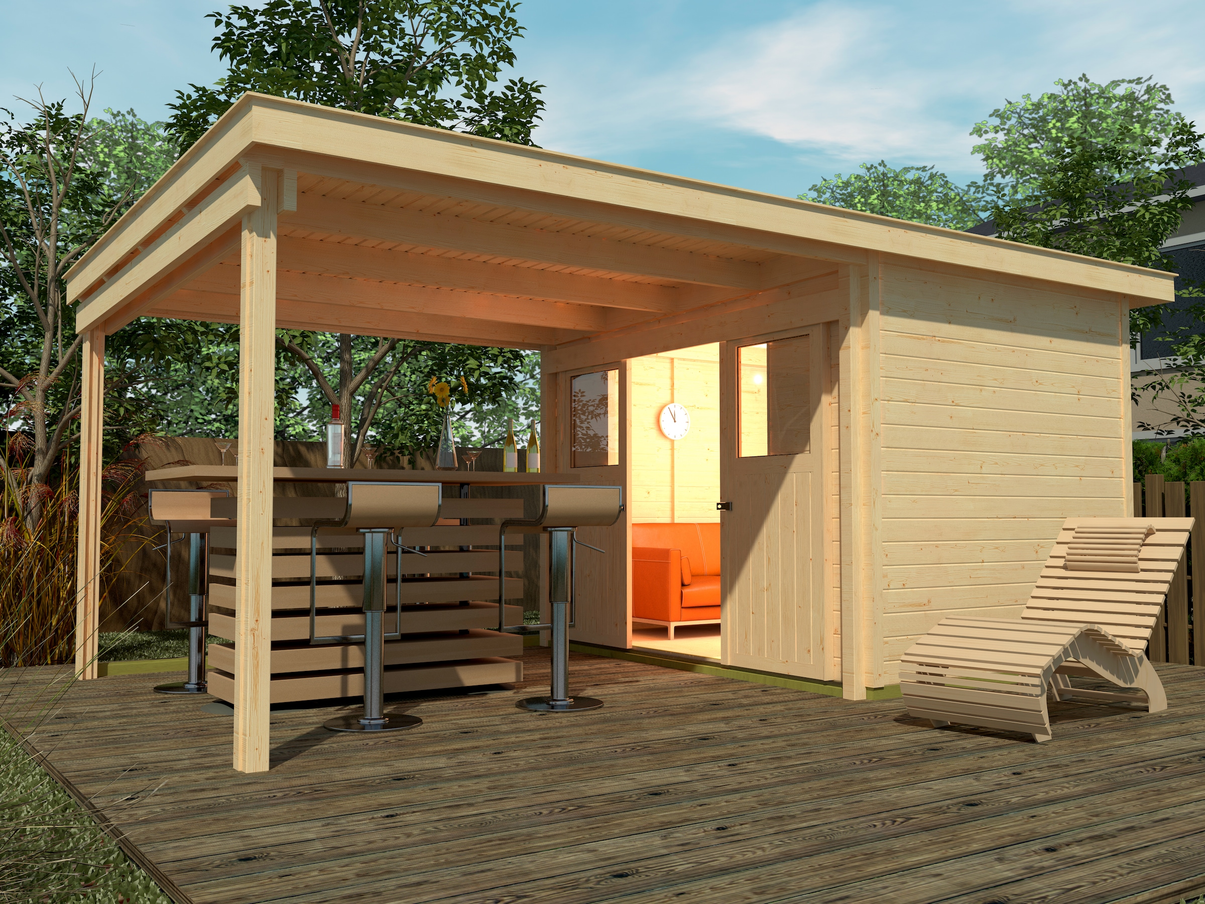Gartenhaus WEKA, beige, Massivholz, Gartenhäuser, "Loungehaus Gr.1"