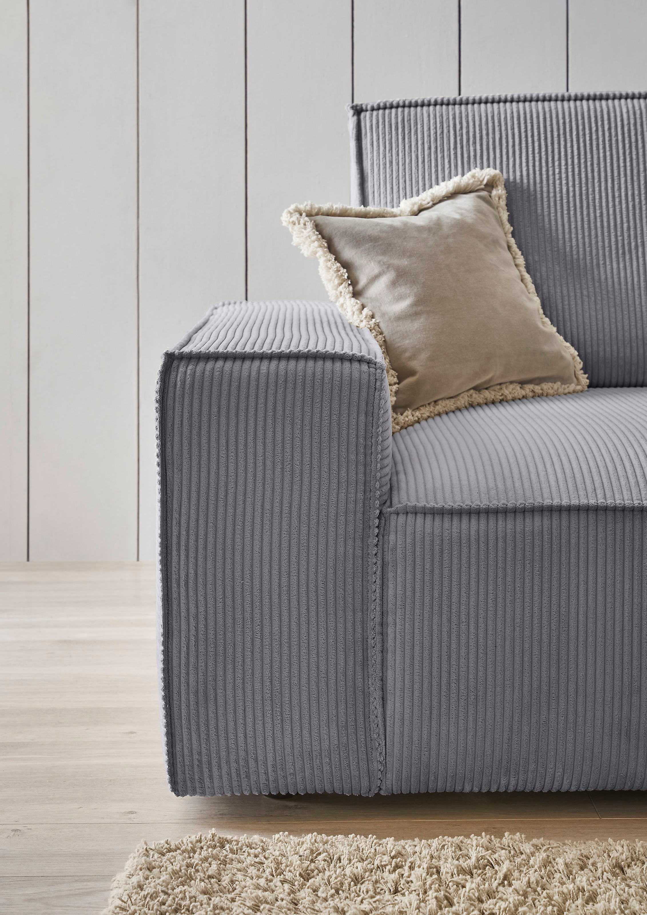 Home affaire Polsterecke »NEU: SHERWOOD XXL tief, L-Form mit Schlaffunktion, Big-Sofa mit Hocker«, (Set, 2 St.), stellbar zum Schlafsofa (Krokodilverbinder), Cord, Leinenoptik