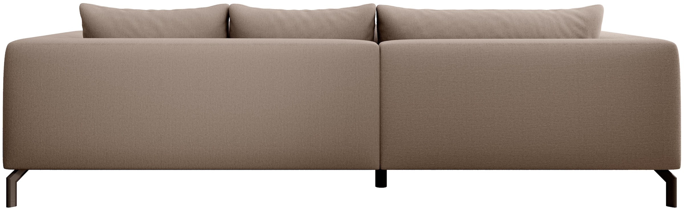 INOSIGN Ecksofa »Cross, mit softem Sitz, L-Form, wendbare Zierkissen, Breite 284 cm«, Couch mit vielen Kissen, stylische Kreuznaht, elegante Metallfüße
