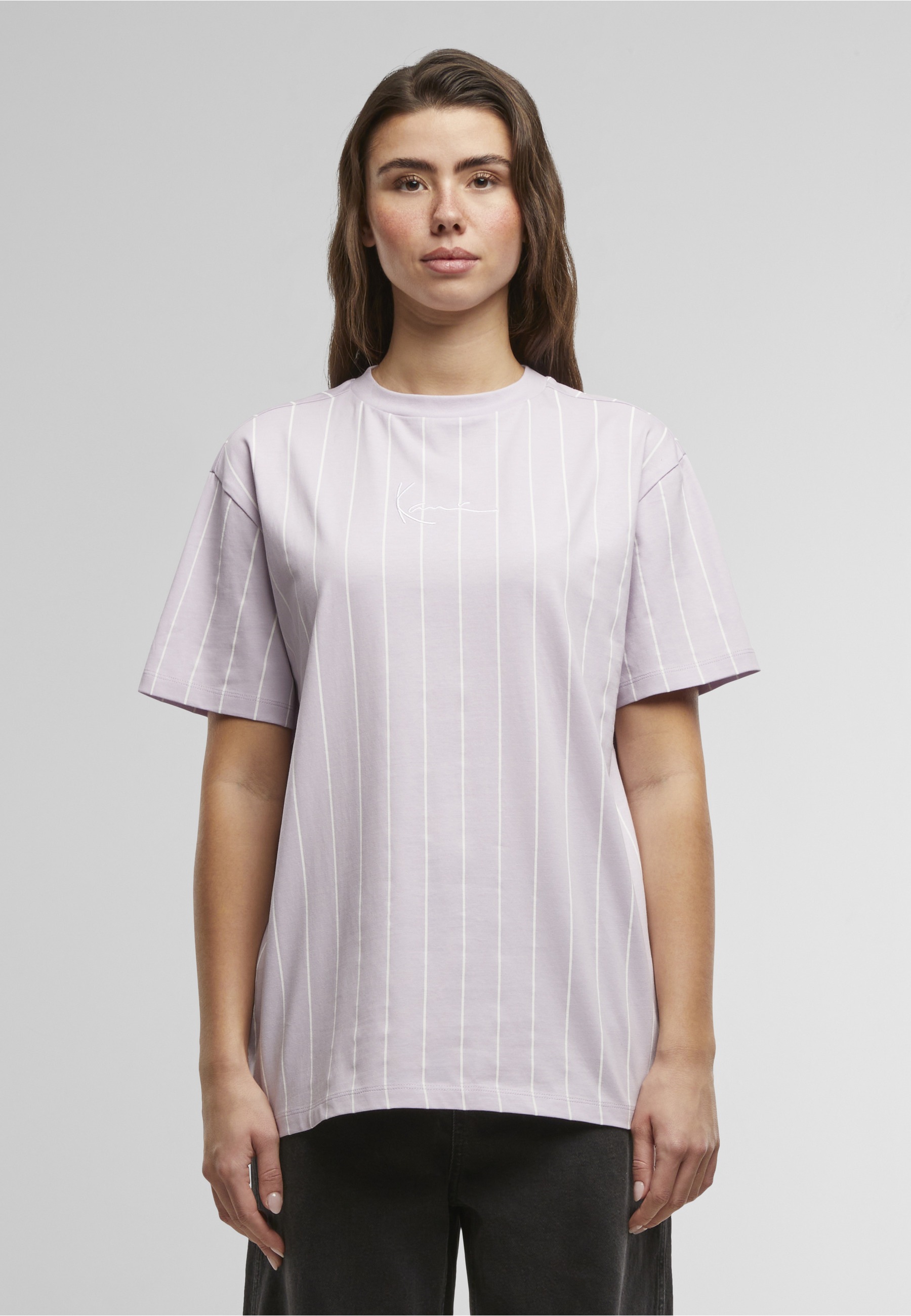 Karl Kani T-Shirt »Karl Kani Small Signature Essential Pinstripe OS Tee lilac/white« 1 Stk.