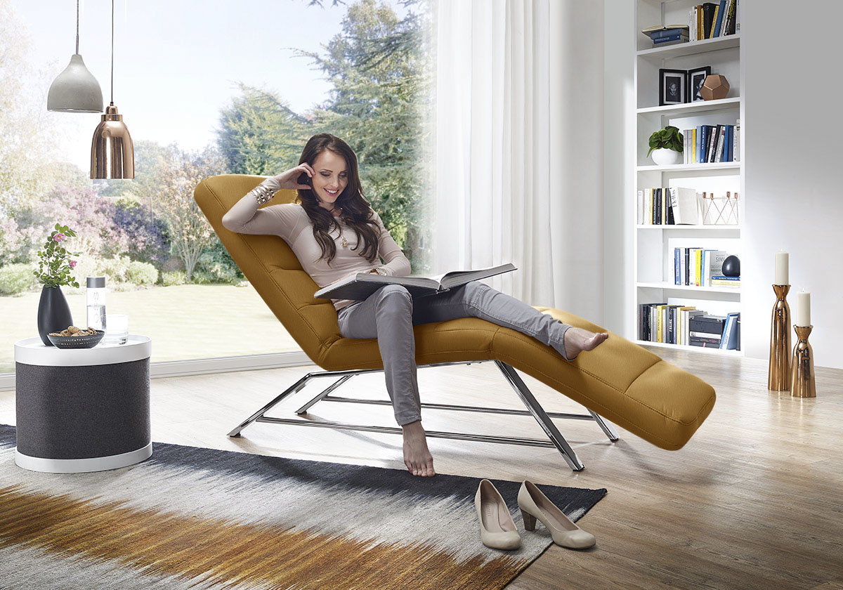 W.SCHILLIG Relaxliege "daily dreams bequem und elegant, B/T 75/170cm" Funktionsliege wahlweise mit Motor, Gestell Chrom, Breite 75 cm