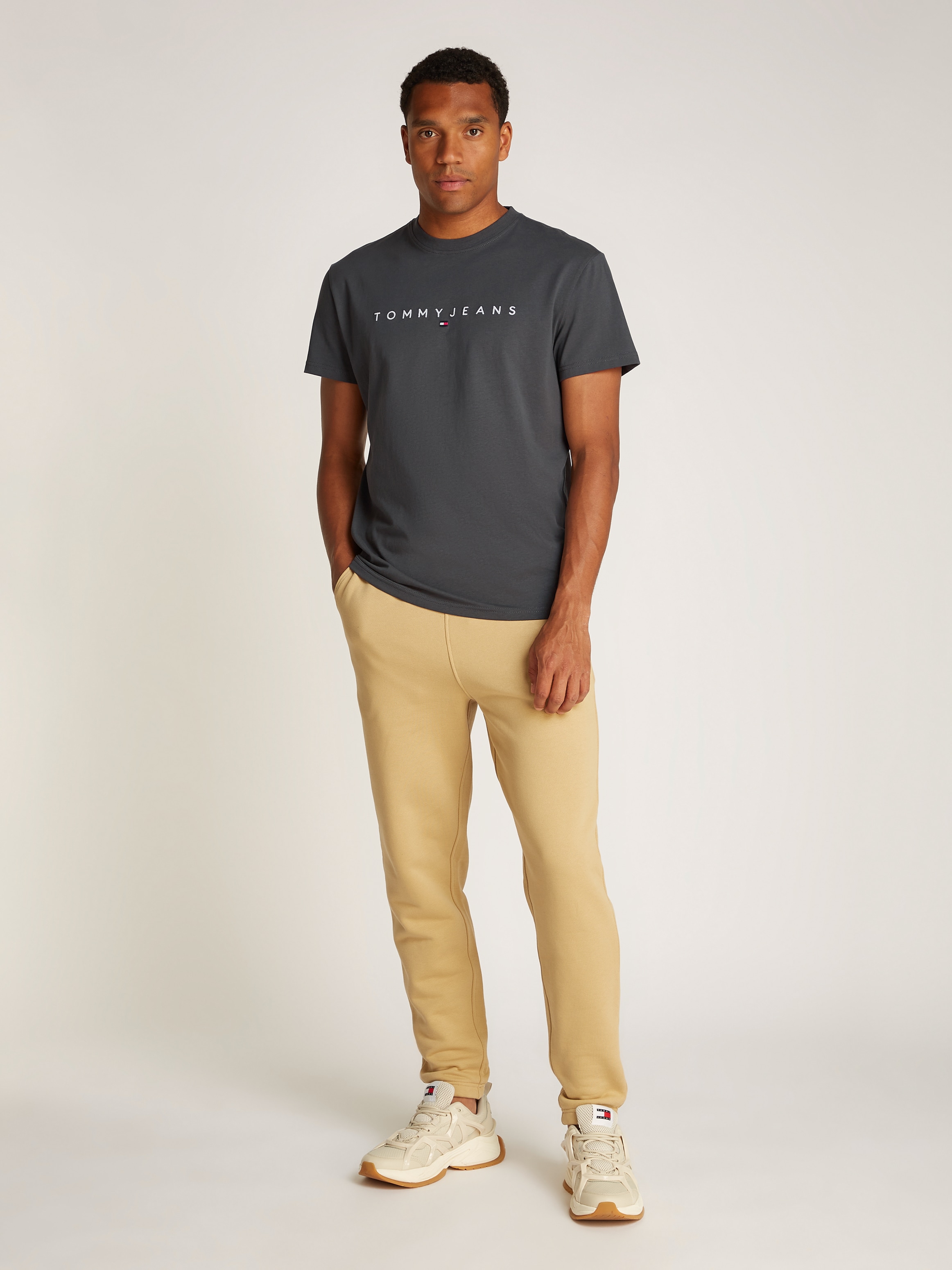 Tommy Jeans Plus Rundhalsshirt »TJM REG LINEAR LOGO TEE EXT«, in Große Größen, Logodruck und Stickerei