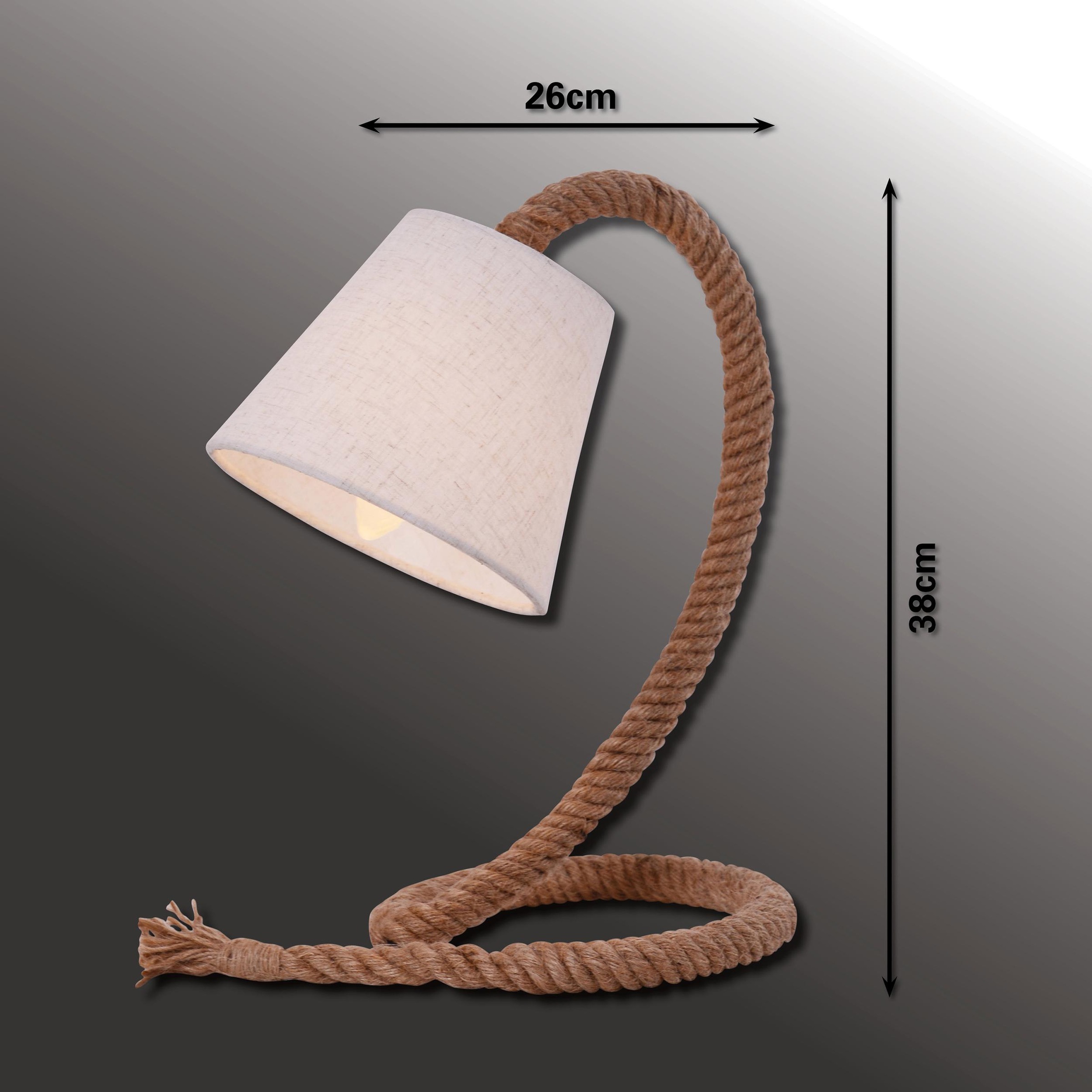 | weiß Exkl. max. »Rope«, Friday Juteseil 40W,Fuß: BAUR Tischleuchte flammig-flammig, 1 1x näve Black natur,Farbe Schirm: E14