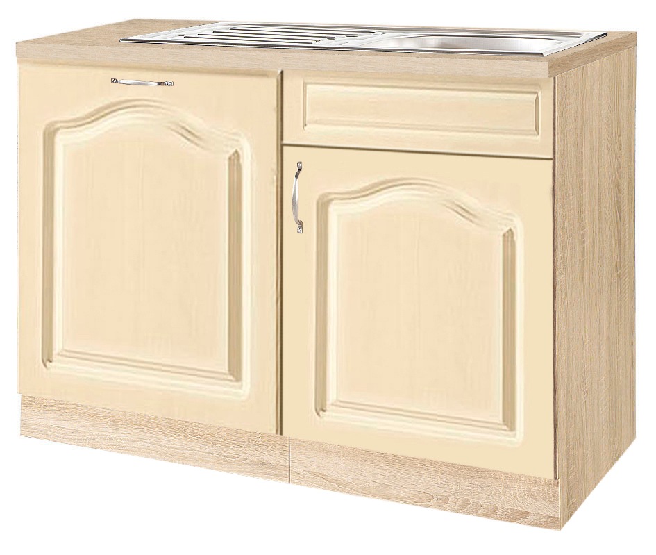 wiho Küchen "Linz" 110 cm breit, inkl. Tür/Sockel für Geschirrspüler, in Landhaus-Optik