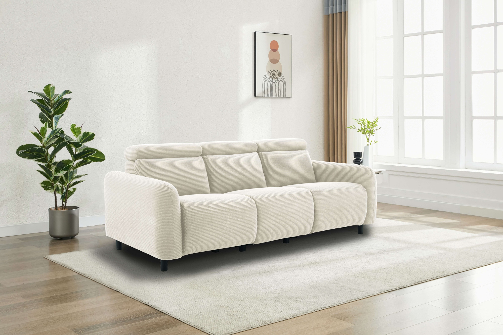 Home affaire 3-Sitzer »SKAANE in Cord, Sofa mit manueller u. elektrischer Relaxfunktion«, Relax-Funktion in 2 Sitzen, Kopfteilverstellung, Federkernpolsterung