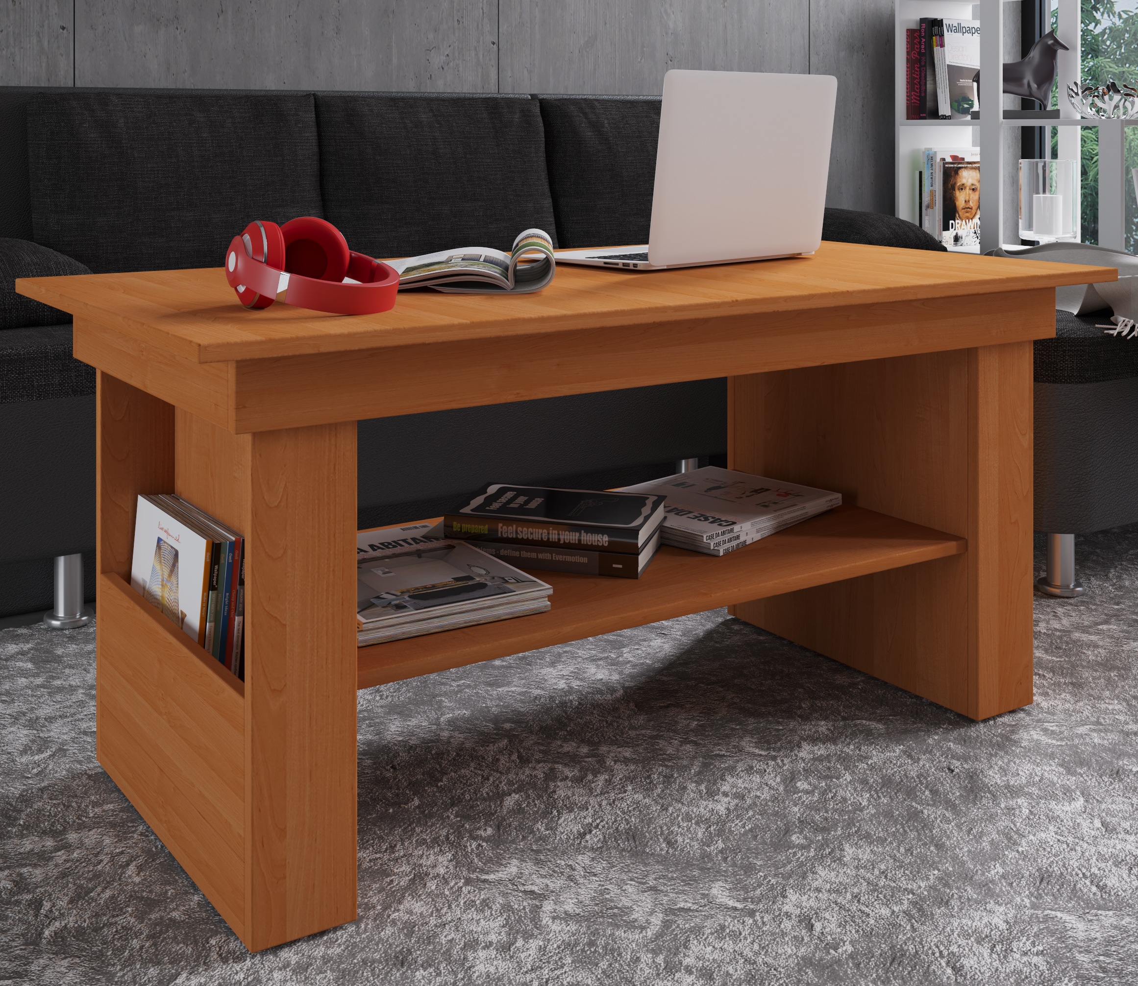 Couchtisch VCM "Holz Sofatisch Couchtisch Wohnzimmertisch Kobila", braun (buche), B:115cm T:58cm, Tische, Couchtisch 2