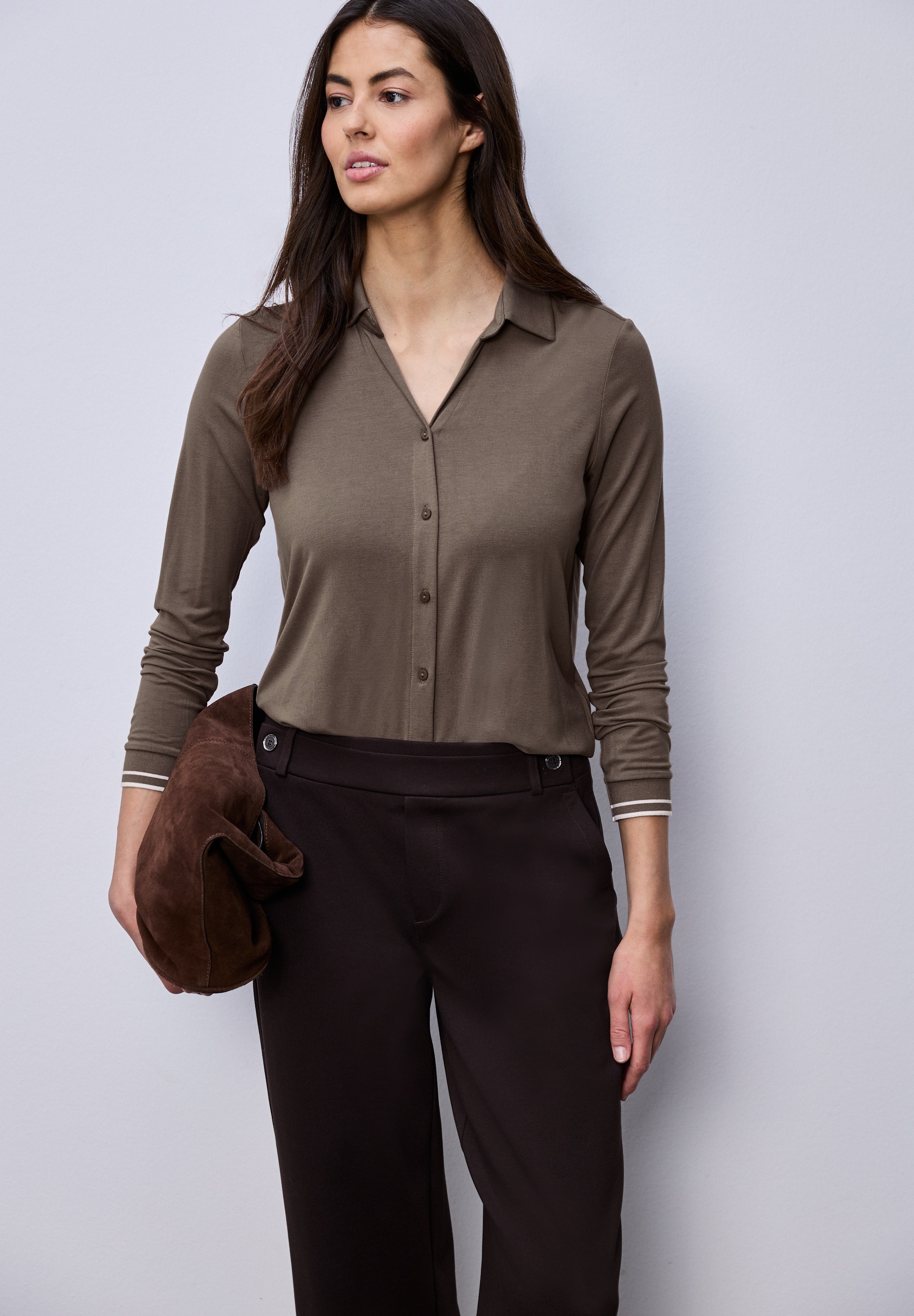 STREET ONE Langarmshirt mit College-Style Details