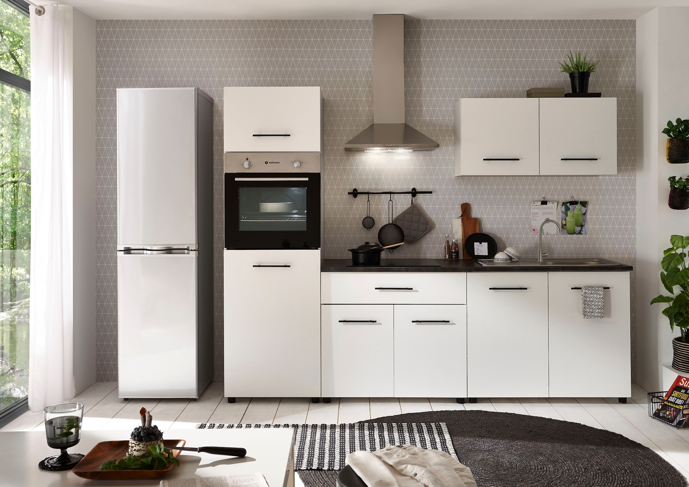 BASIC by Balculina Küchenzeile »Leon« Breite 250 cm, seitenverkehrt stellbar