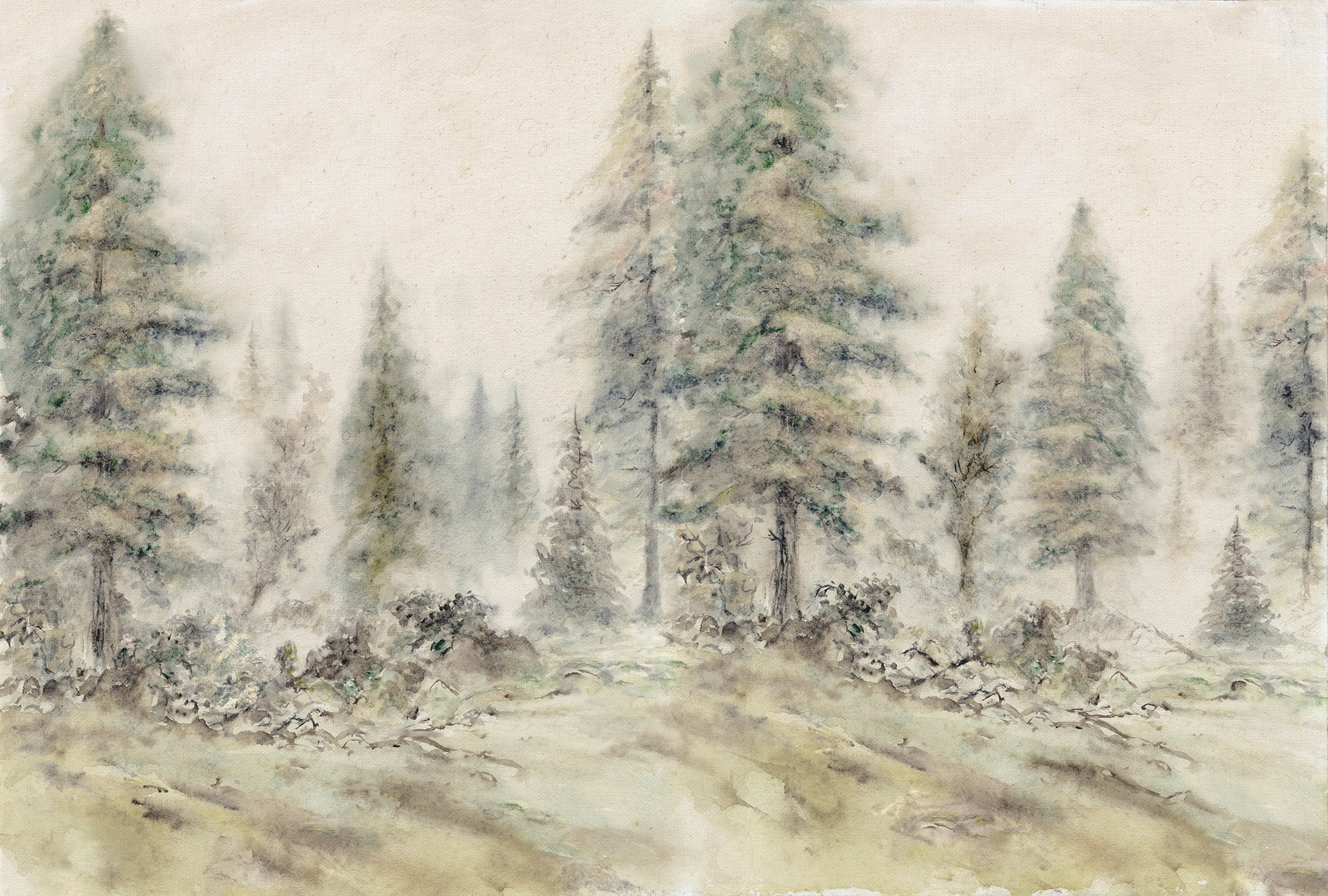 Fototapete »Atelier 47 Aquarel Forest 2«, Wald, Vlies, Wand, Schräge, Decke